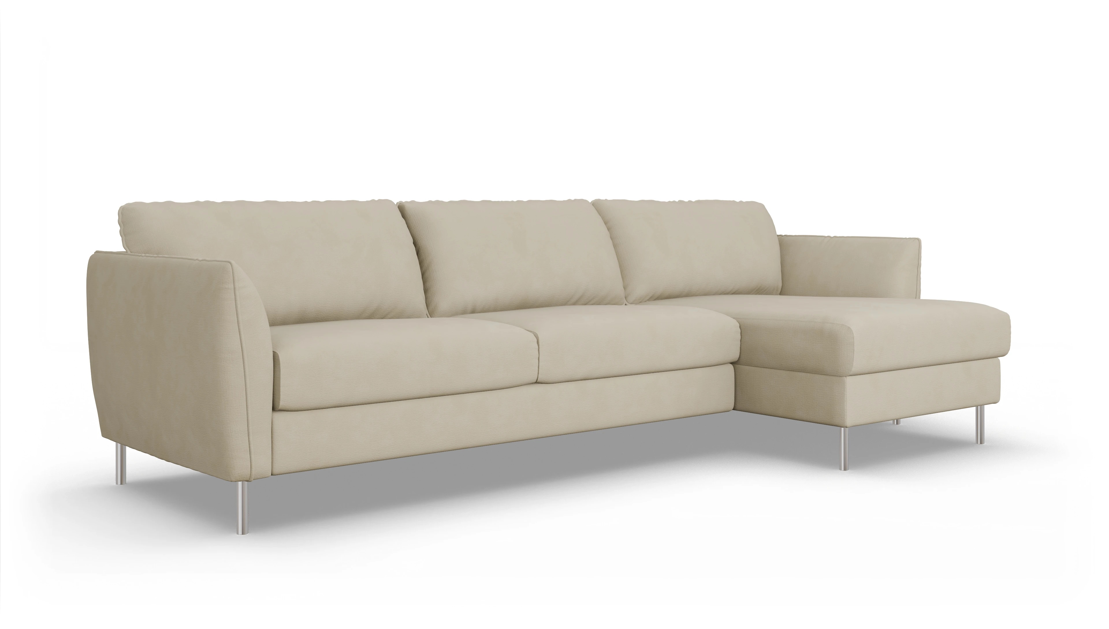 Ansicht des Produktes Eriksen Sofa mit Rec rechts in Stoff beige
