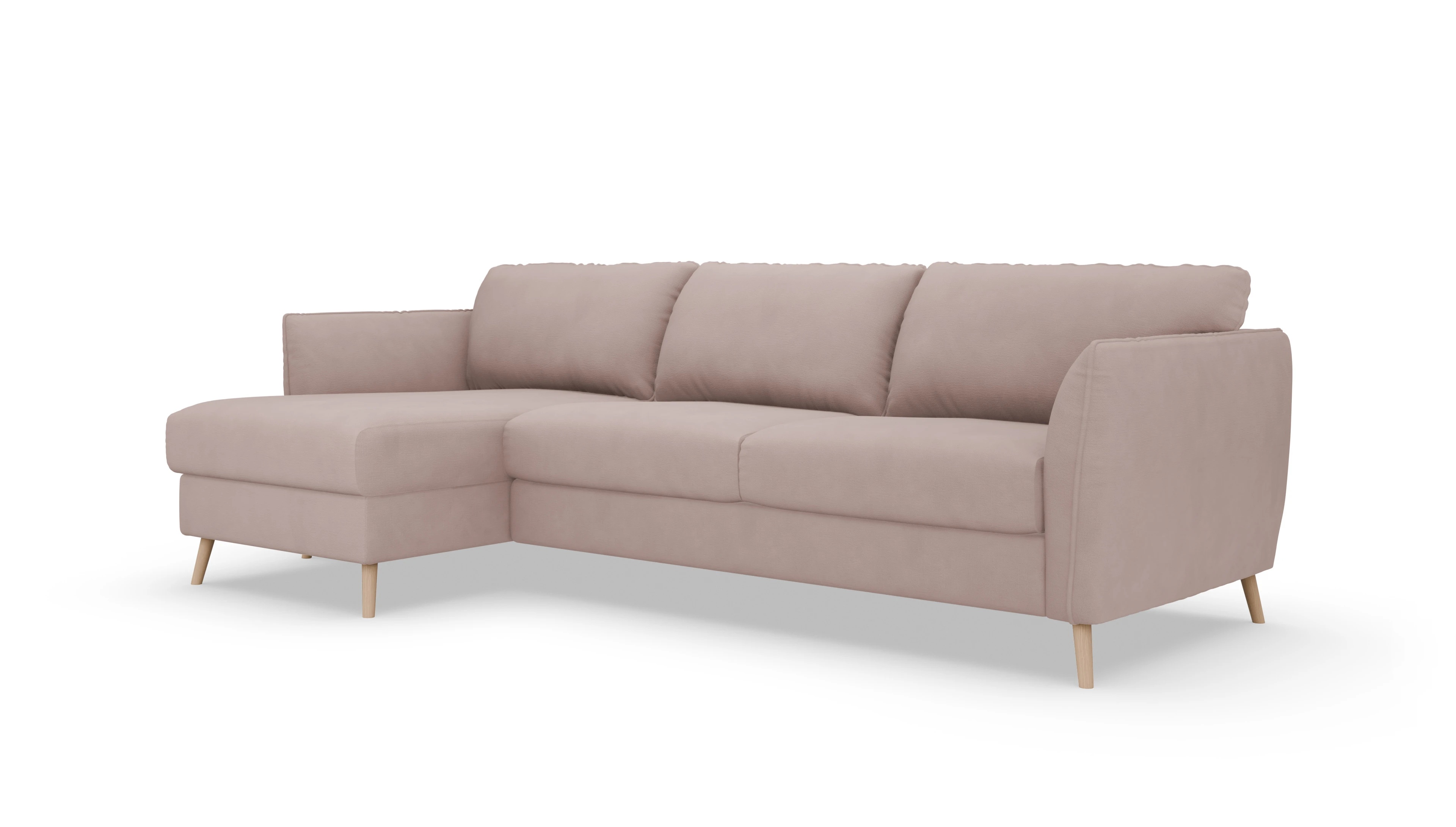 Schlafsofa Eriksen Ansicht des Produktes Eriksen Sofa mit Rec links in Stoff rot