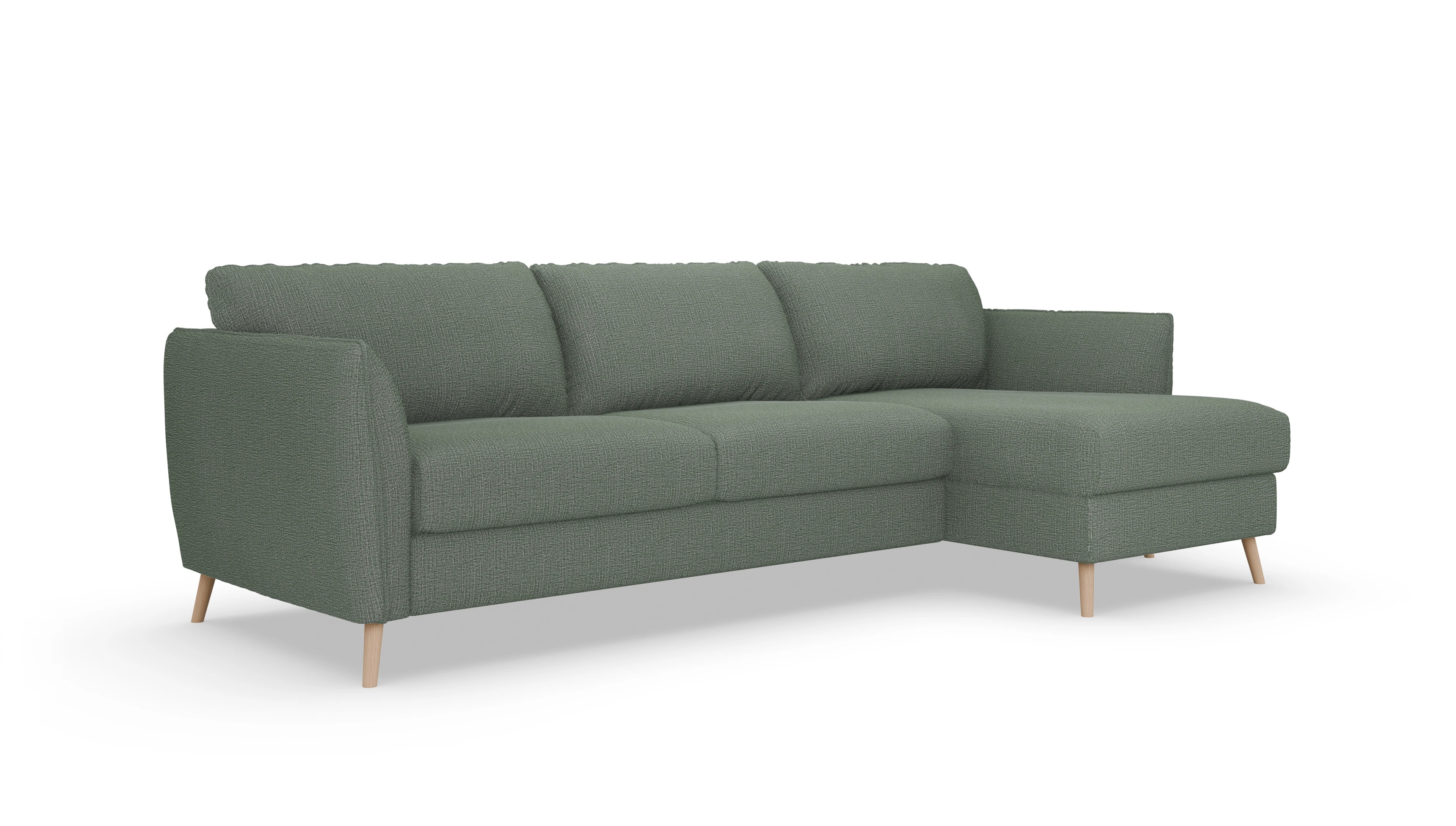 Ansicht des Produktes Eriksen Sofa mit Rec rechts in Stoff grün