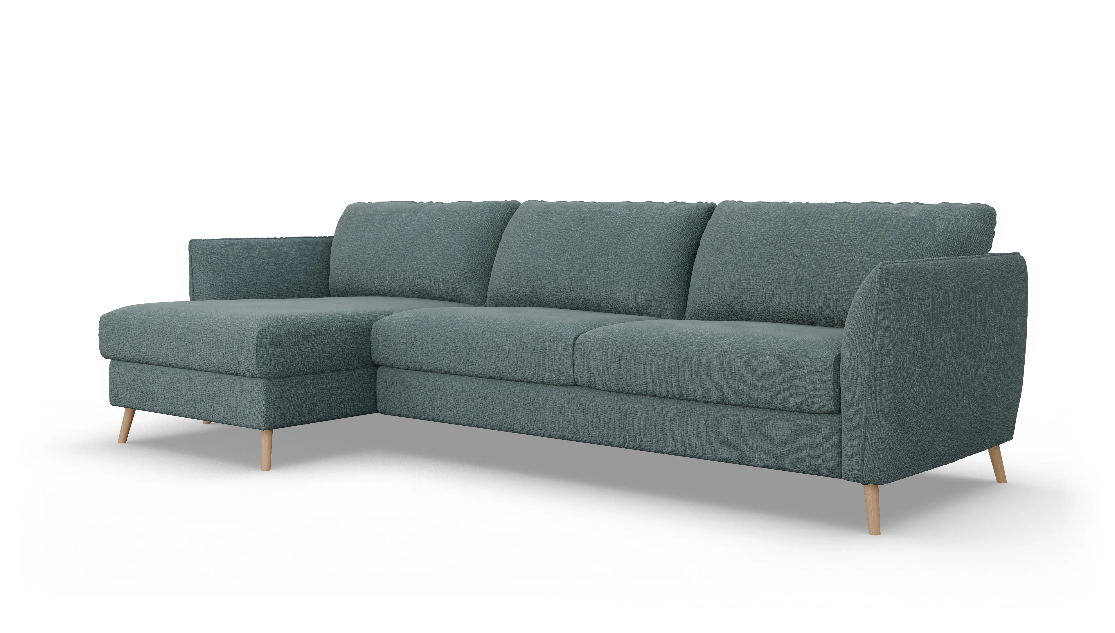 Ansicht des Produktes Eriksen Sofa mit Rec links in Stoff blau