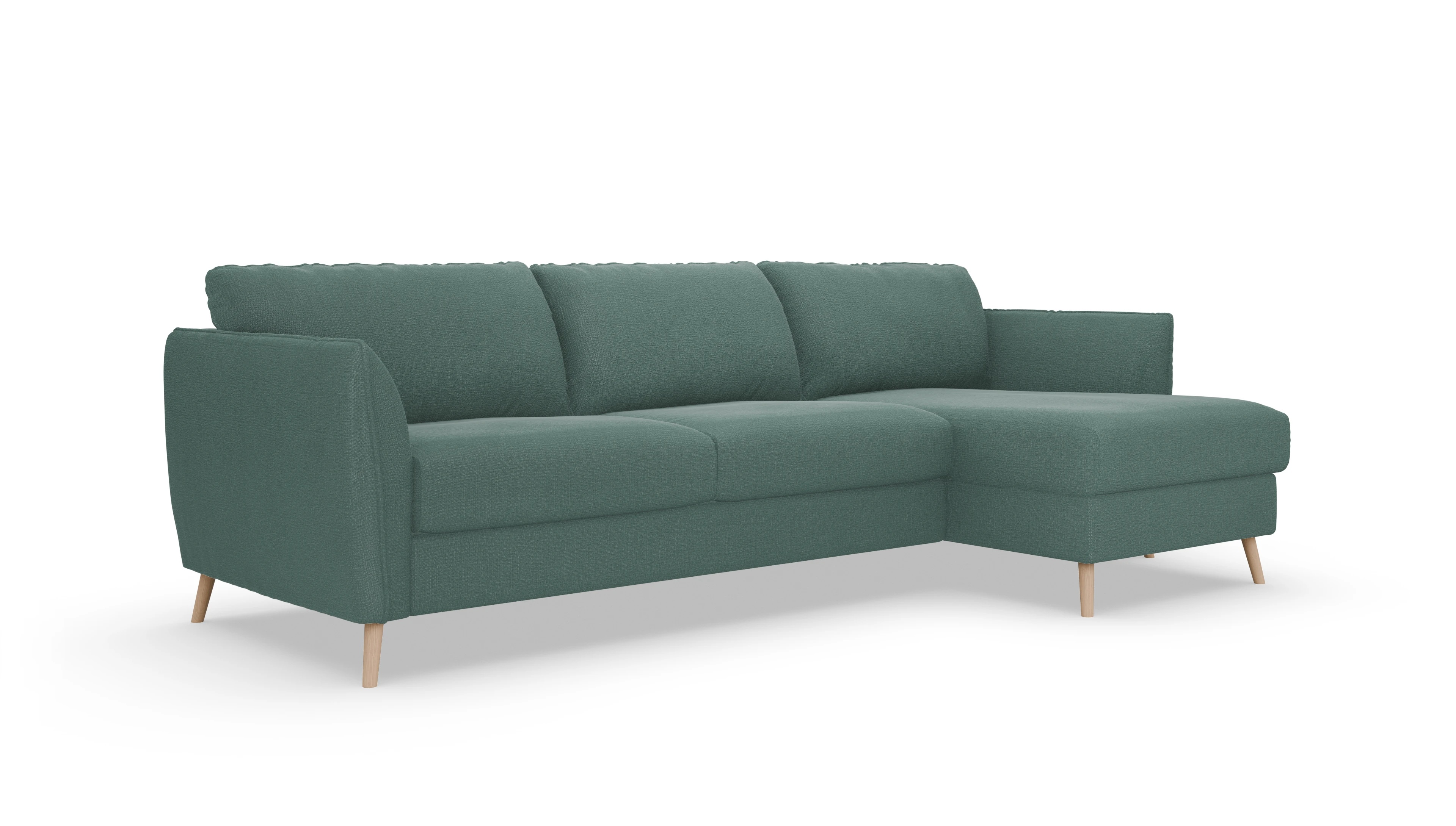 Ansicht des Produktes Eriksen Sofa mit Rec rechts in Stoff blau