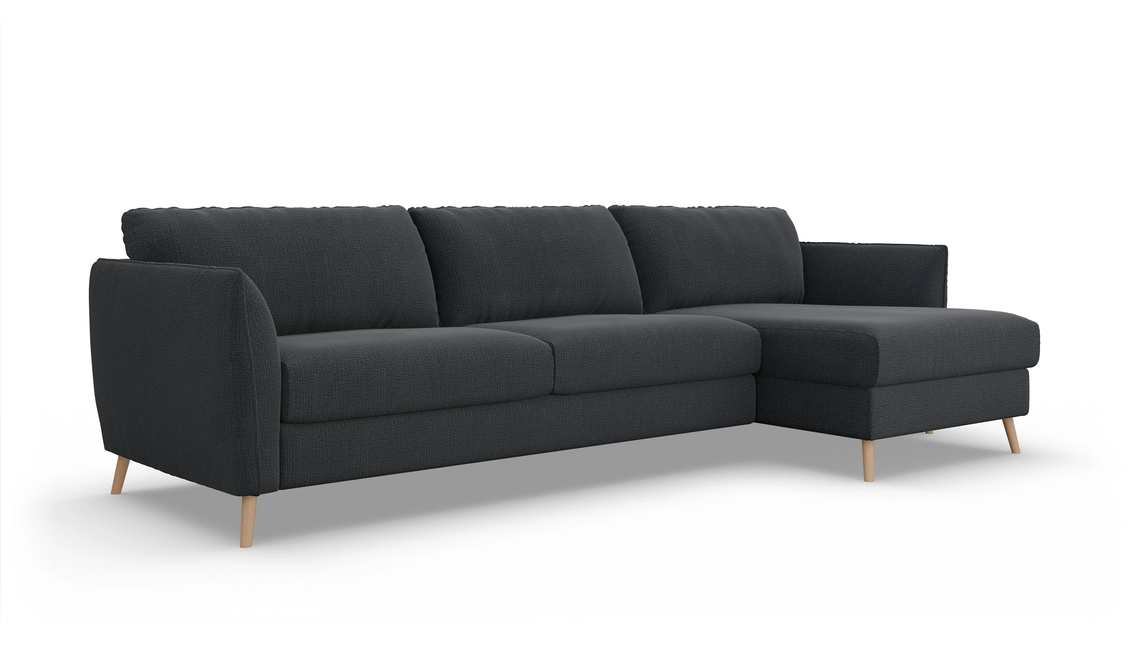 Ansicht des Produktes Eriksen Sofa mit Rec rechts in Stoff blau