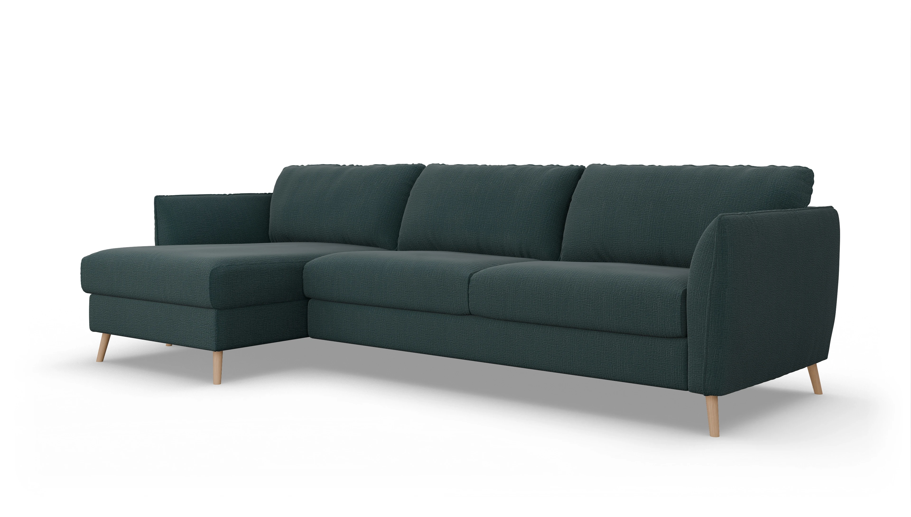 Ansicht des Produktes Eriksen Sofa mit Rec links in Stoff blau