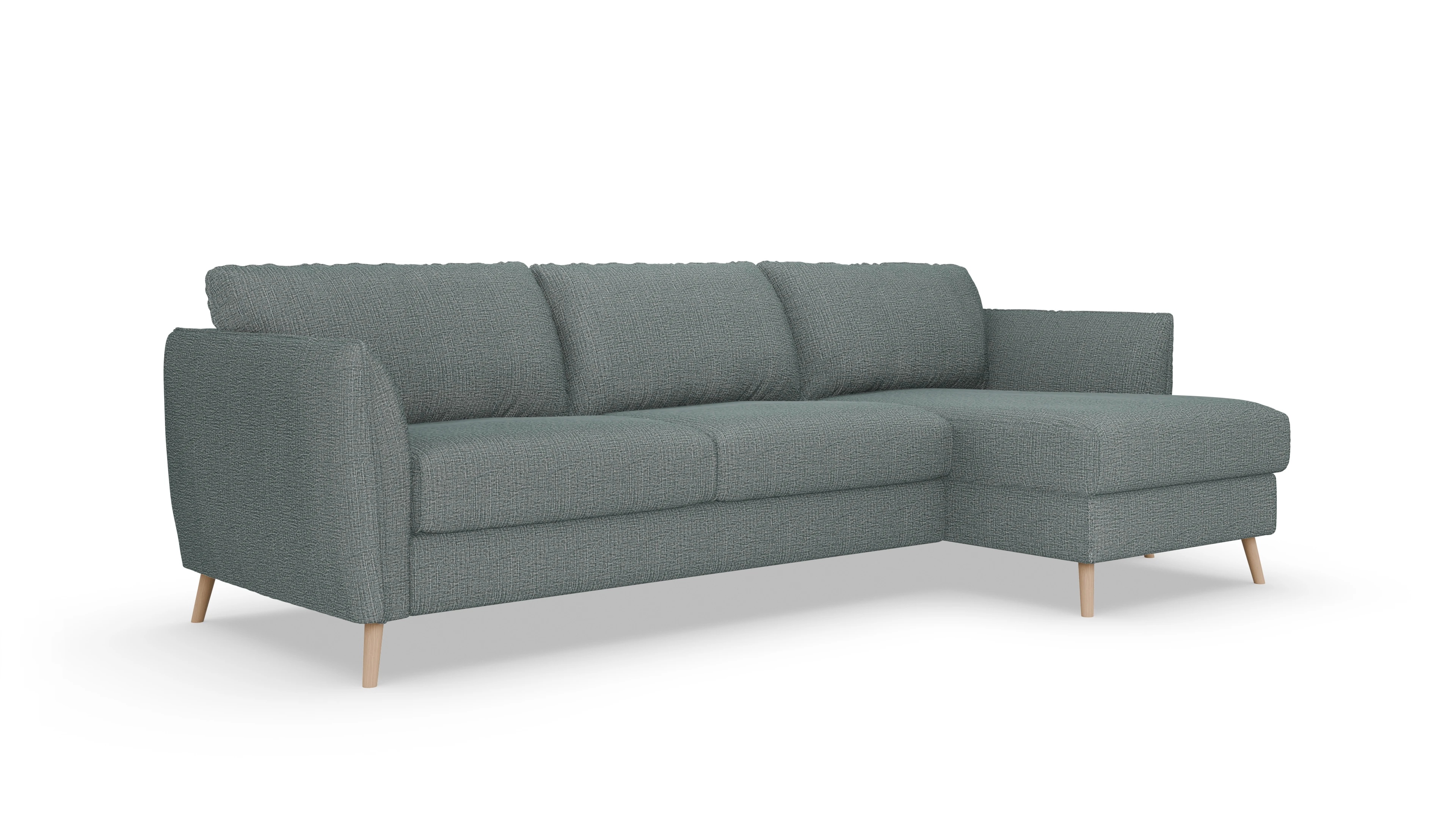 Ansicht des Produktes Eriksen Sofa mit Rec rechts in Stoff blau