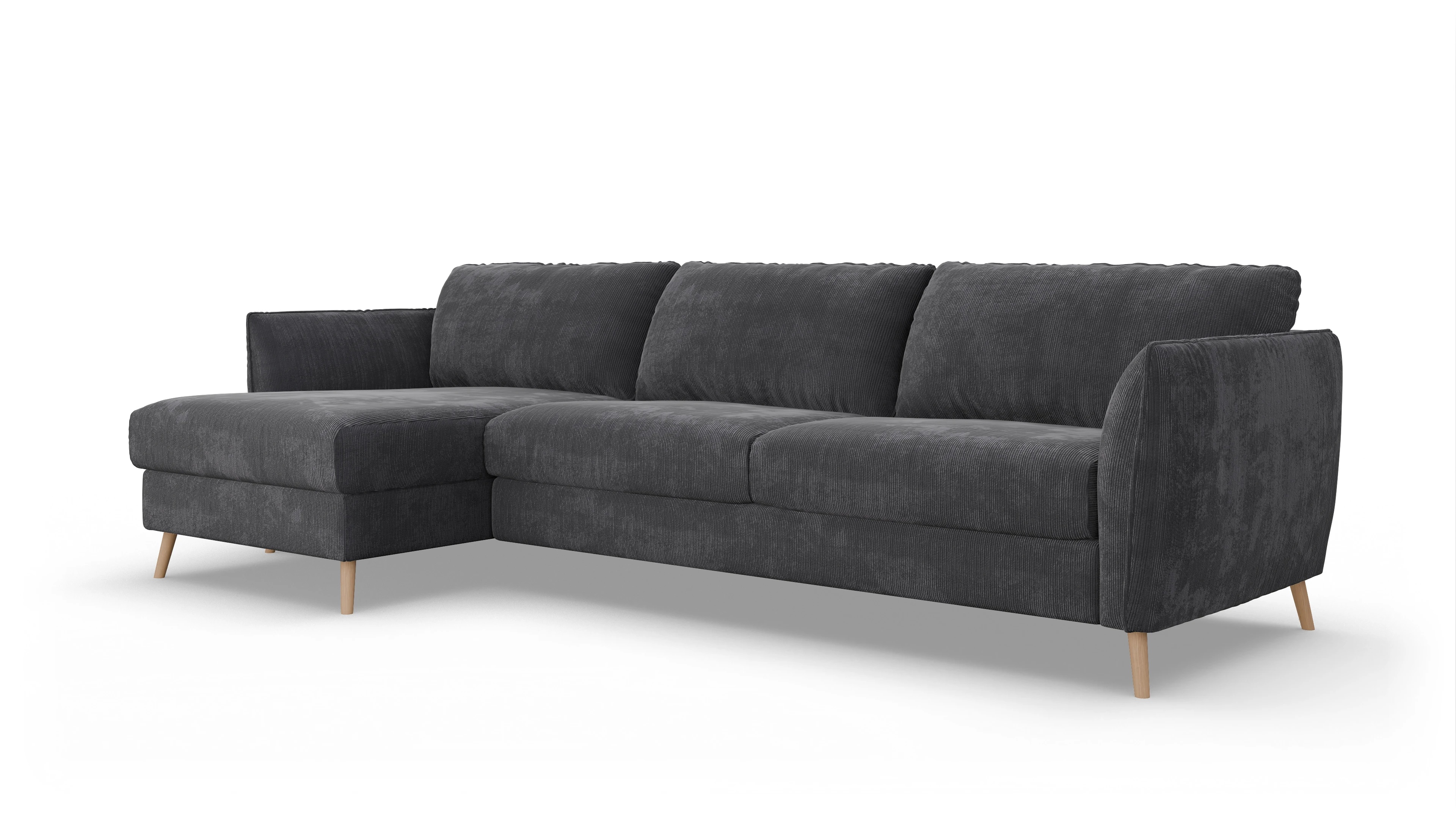 Schlafsofa Eriksen Ansicht des Produktes Eriksen Sofa mit Rec links in Cord grau