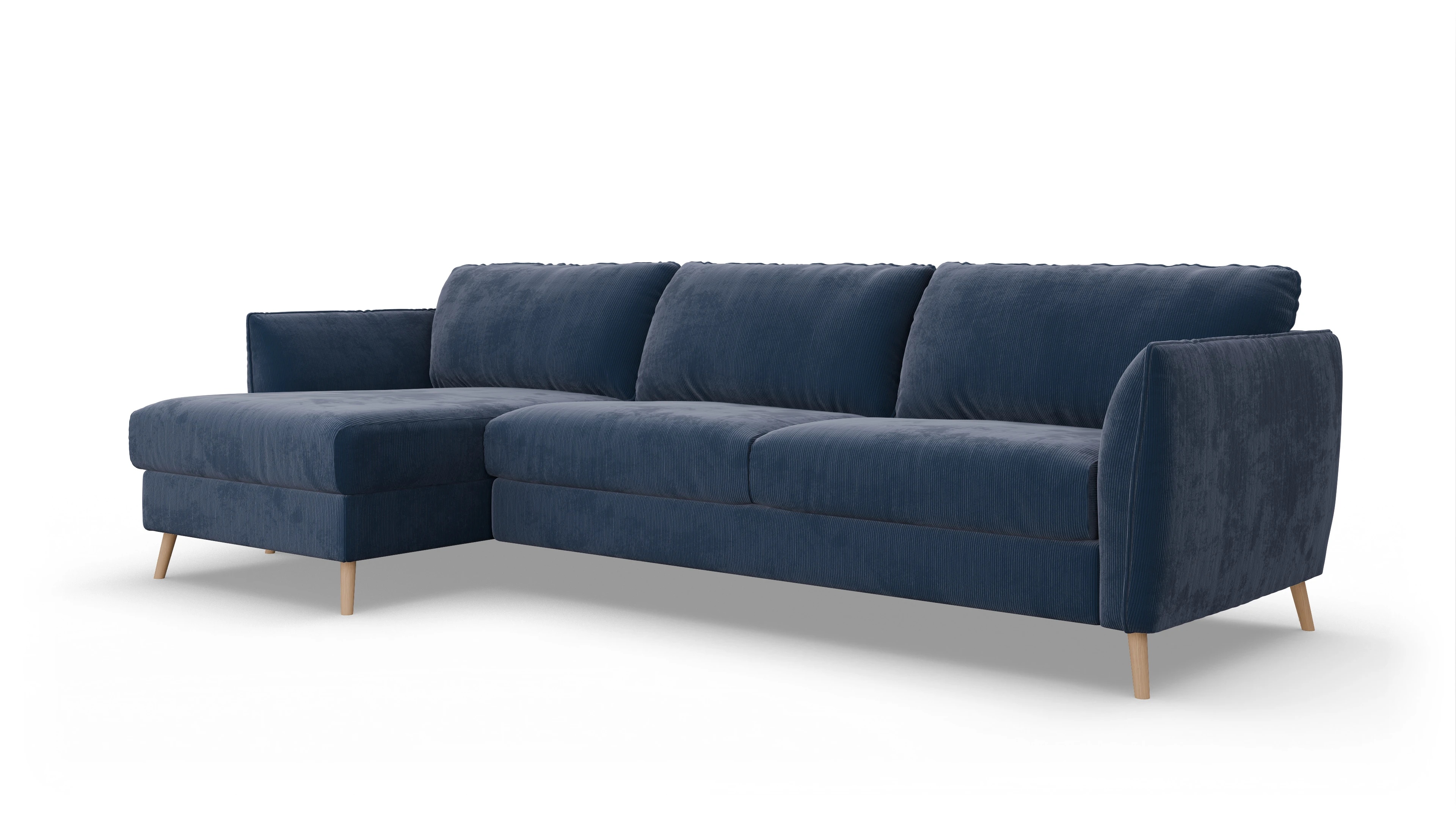 Schlafsofa Eriksen Ansicht des Produktes Eriksen Sofa mit Rec links in Cord blau