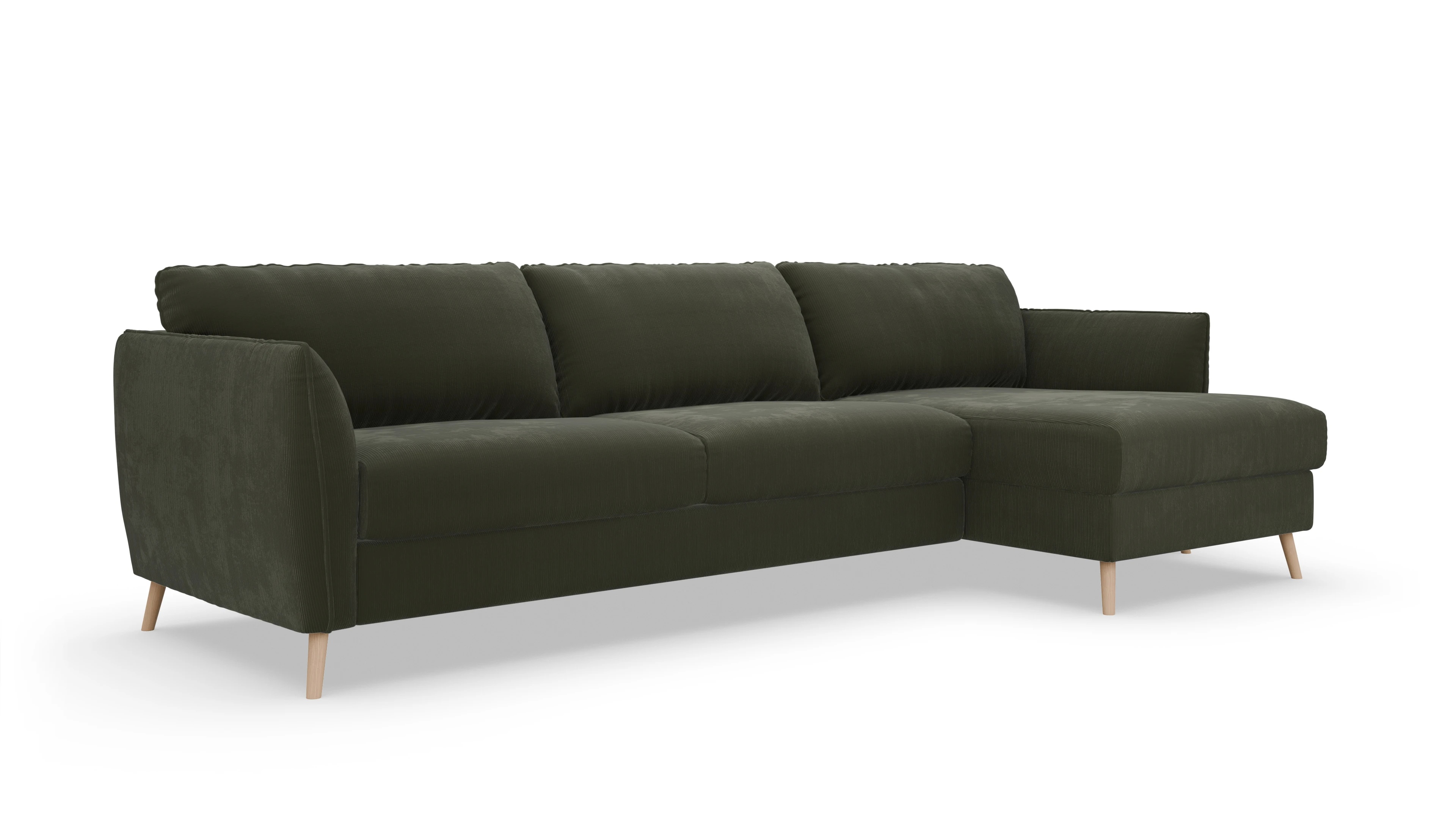 Ansicht des Produktes Eriksen Sofa mit Rec rechts in Cord grün