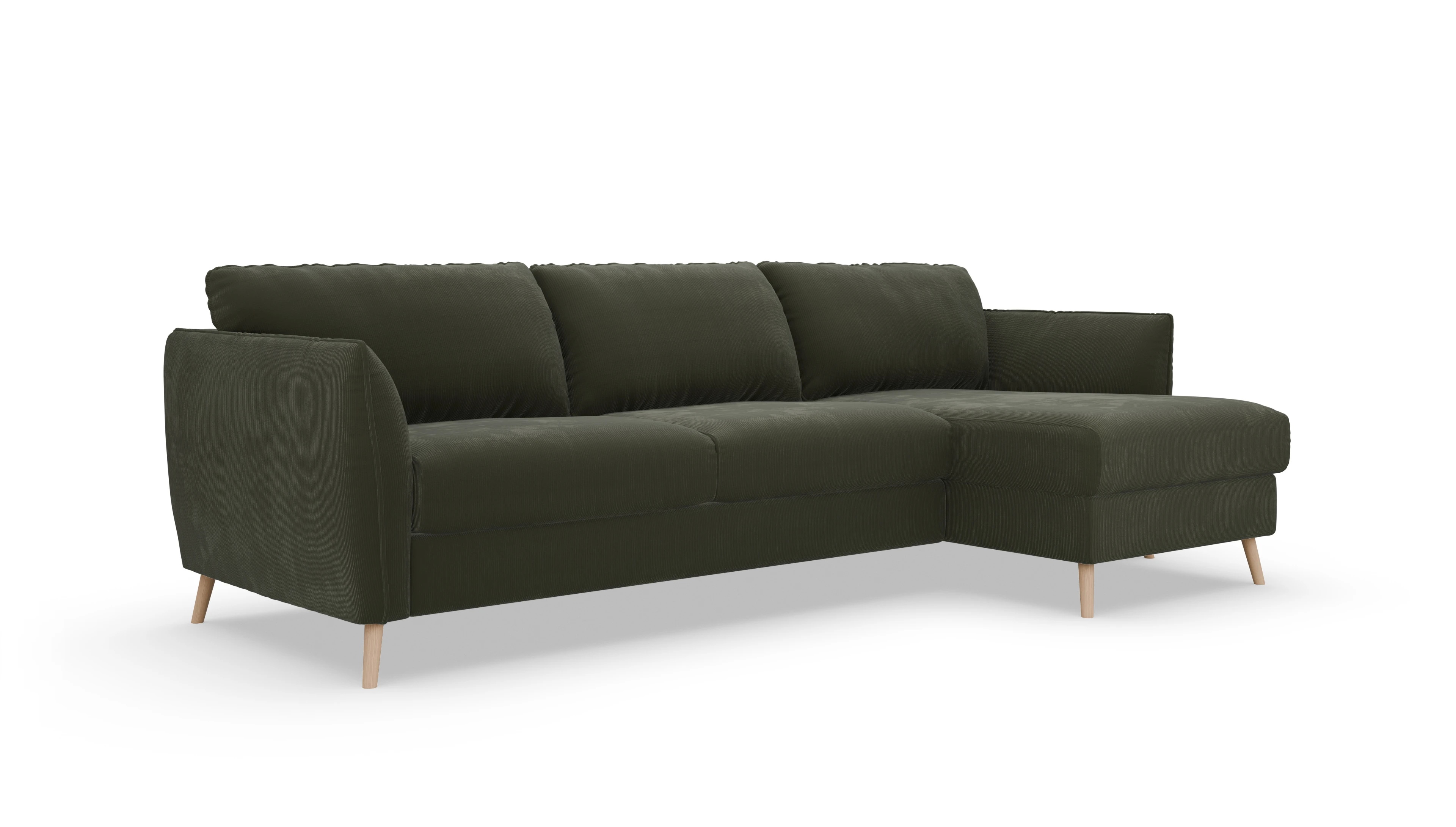 Ansicht des Produktes Eriksen Sofa mit Rec rechts in Cord grün