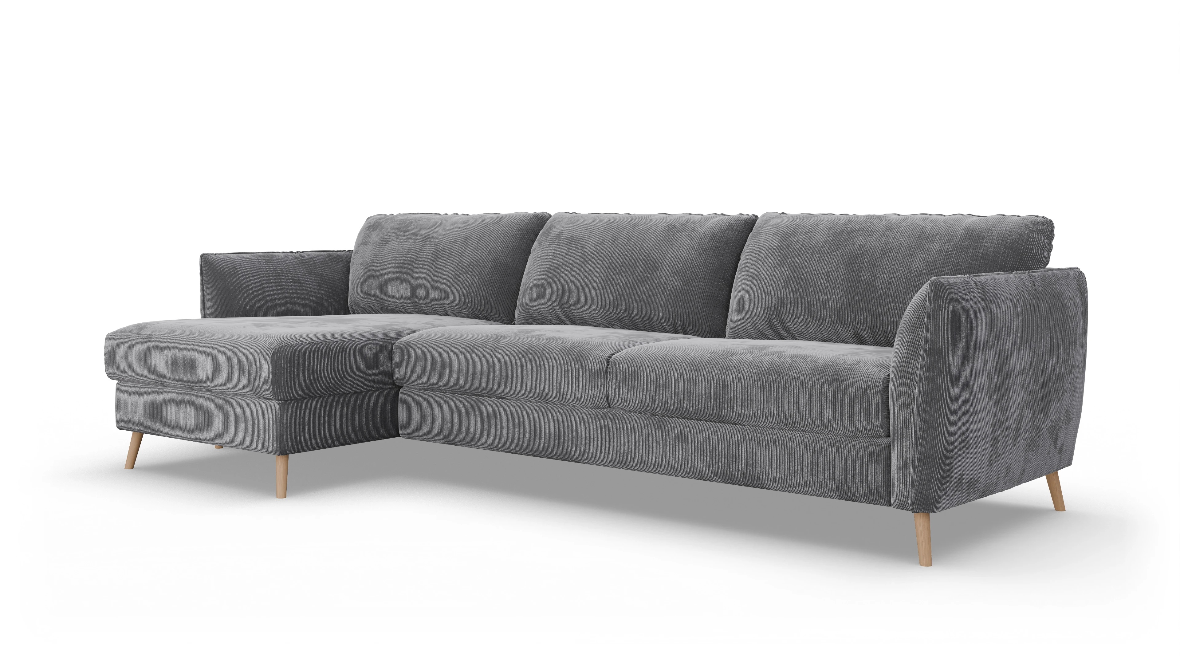 Ansicht des Produktes Eriksen Sofa mit Rec links in Cord grau