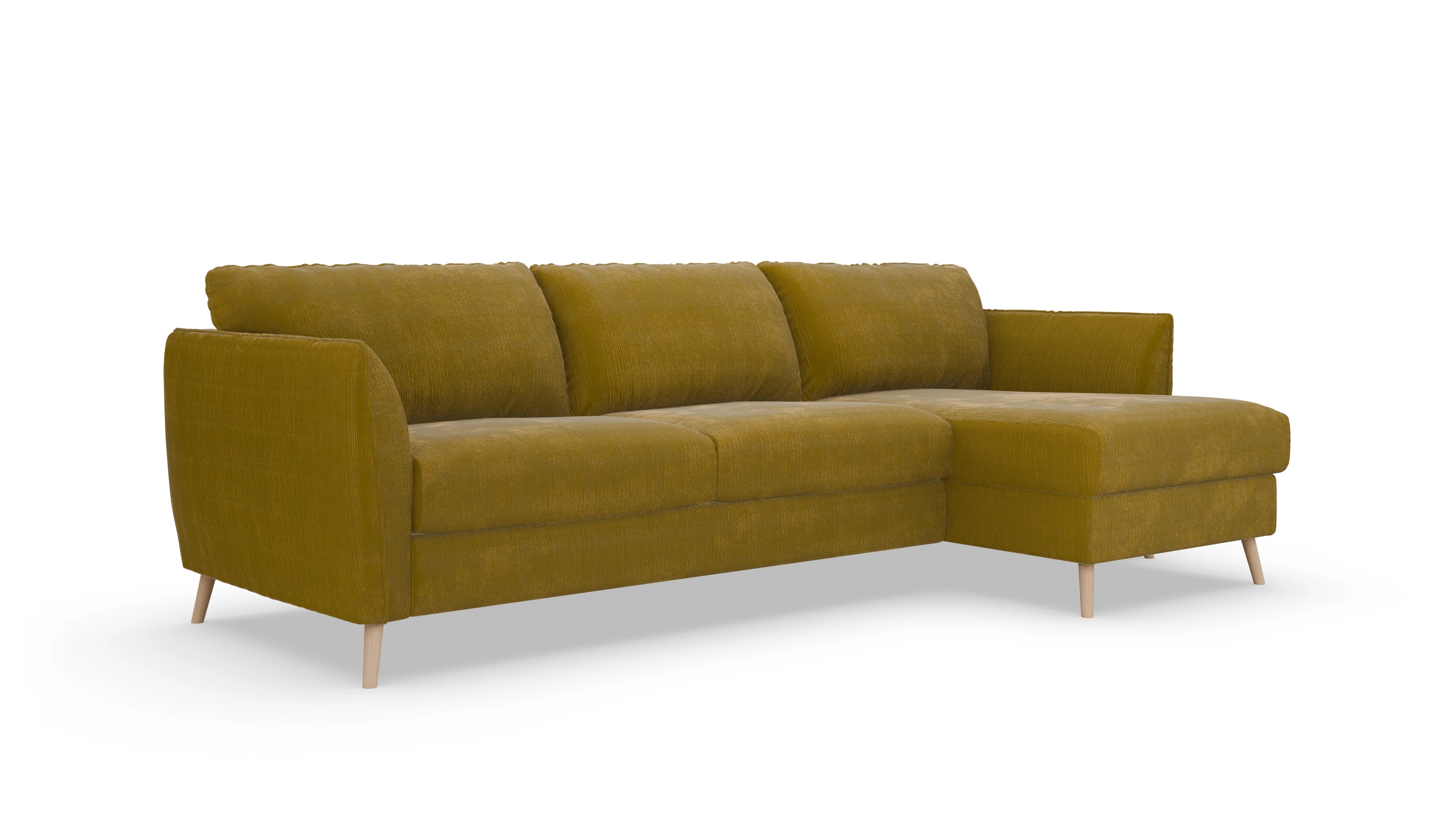 Ansicht des Produktes Eriksen Sofa mit Rec rechts in Cord gelb