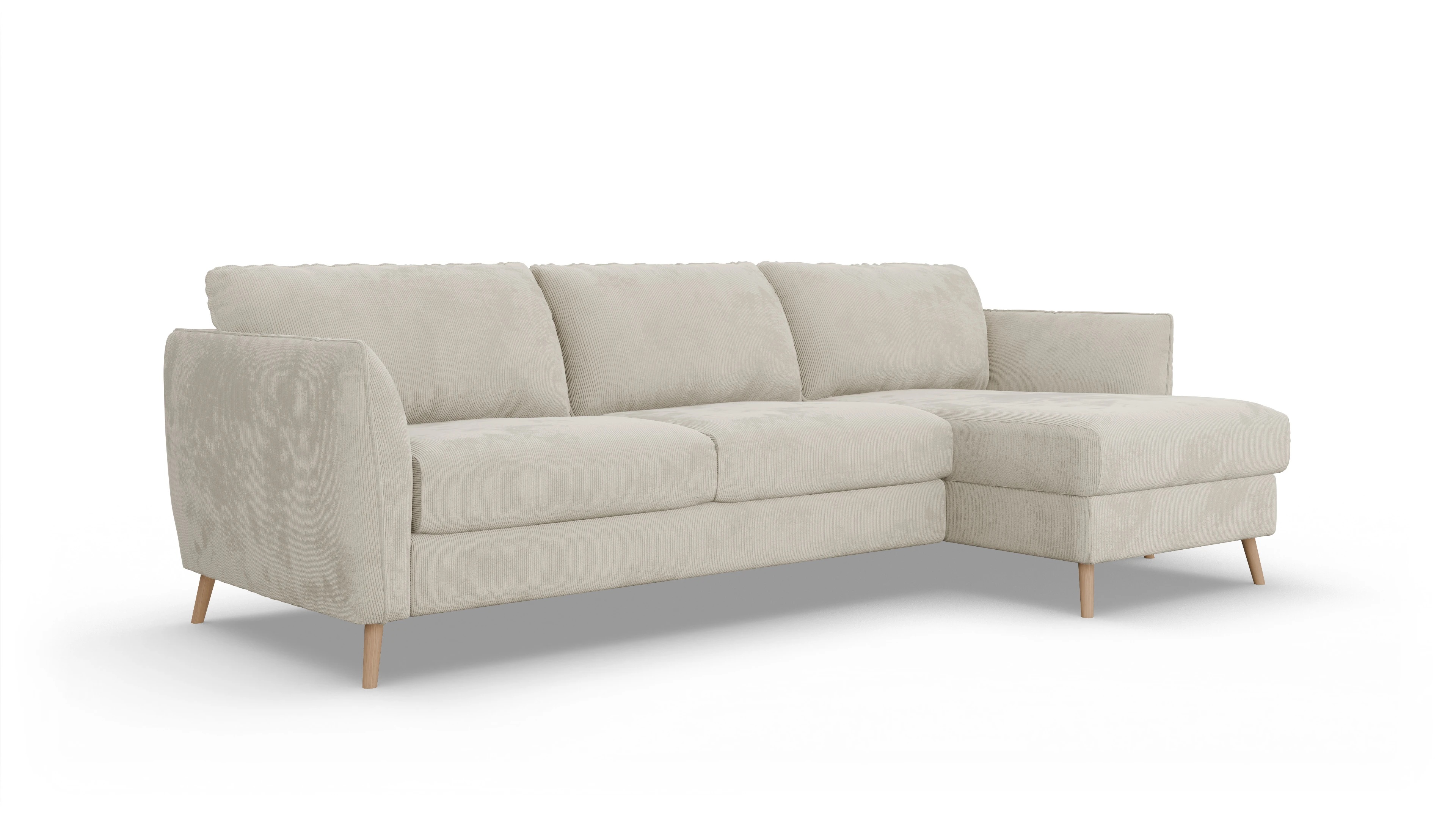 Schlafsofa Eriksen Ansicht des Produktes Eriksen Sofa mit Rec rechts in Cord weiß
