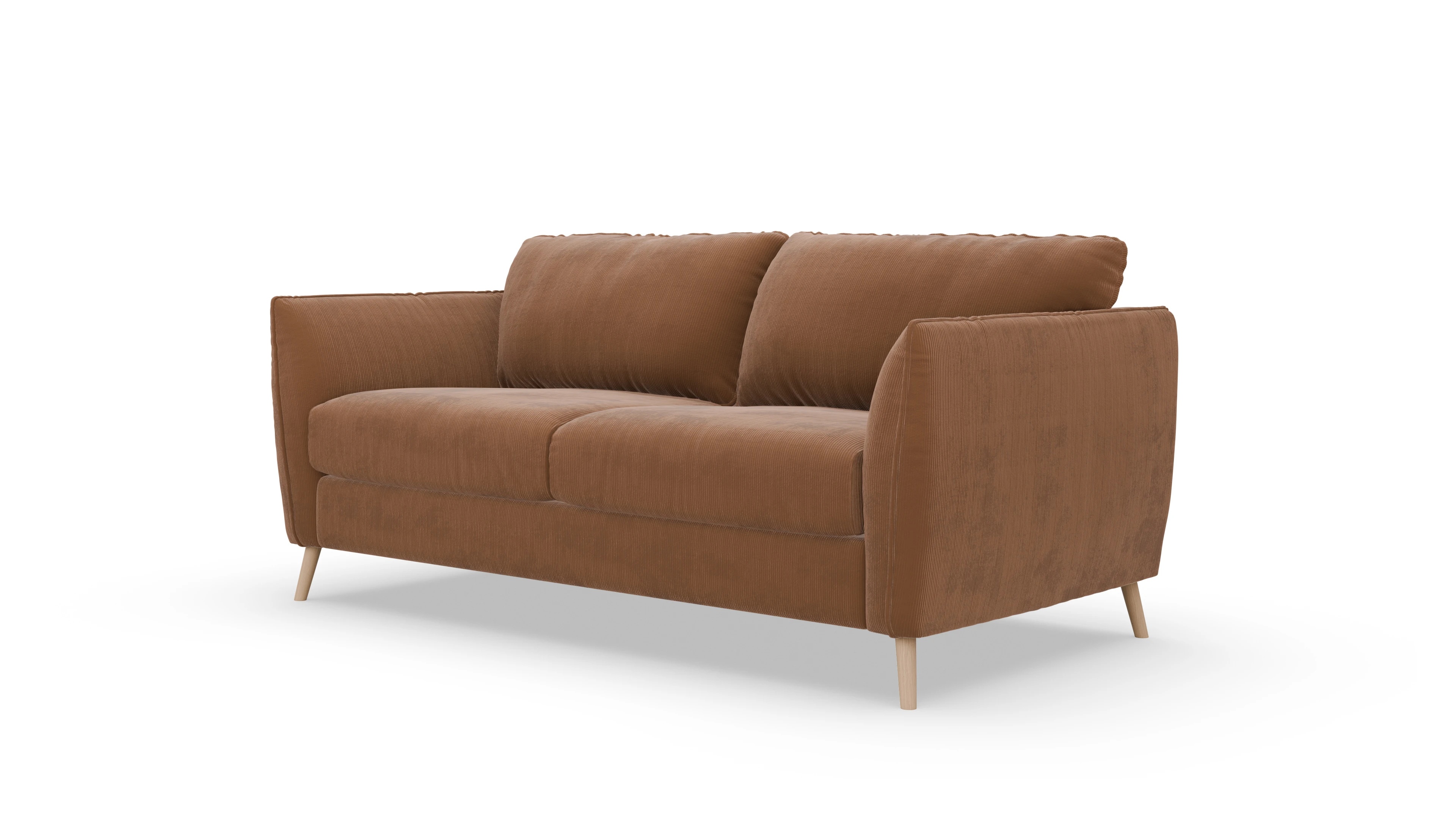 Schlafsofa Eriksen Ansicht des Produktes Eriksen 3-Sitzer in Cord orange