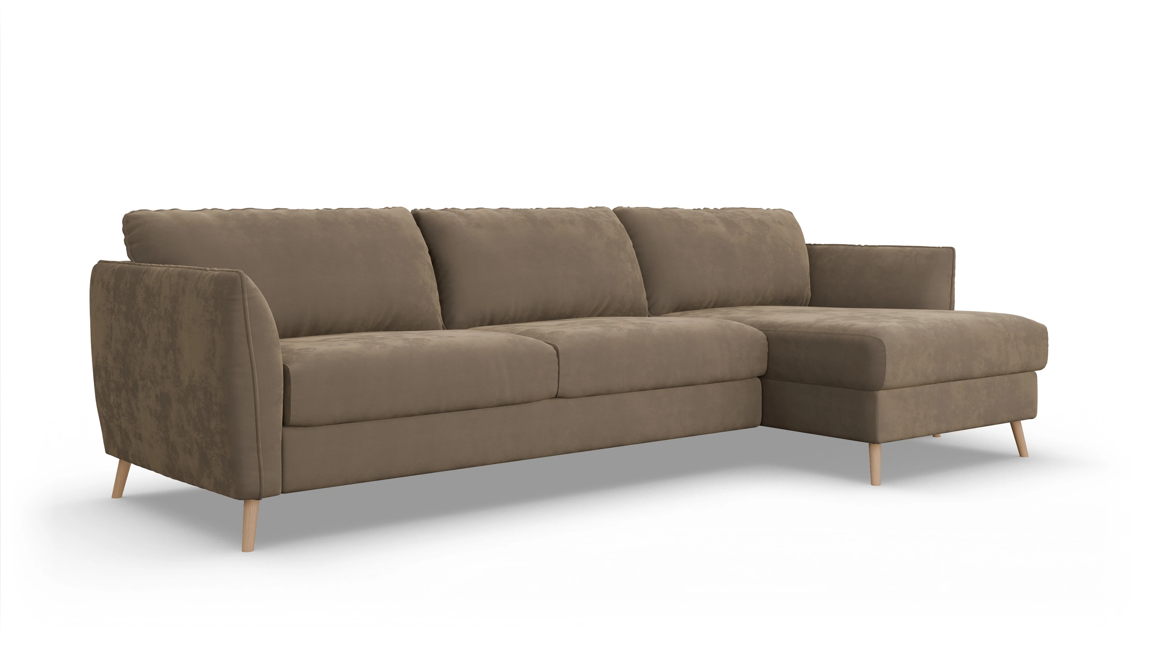 Ansicht des Produktes Eriksen Sofa mit Rec rechts in Samt braun