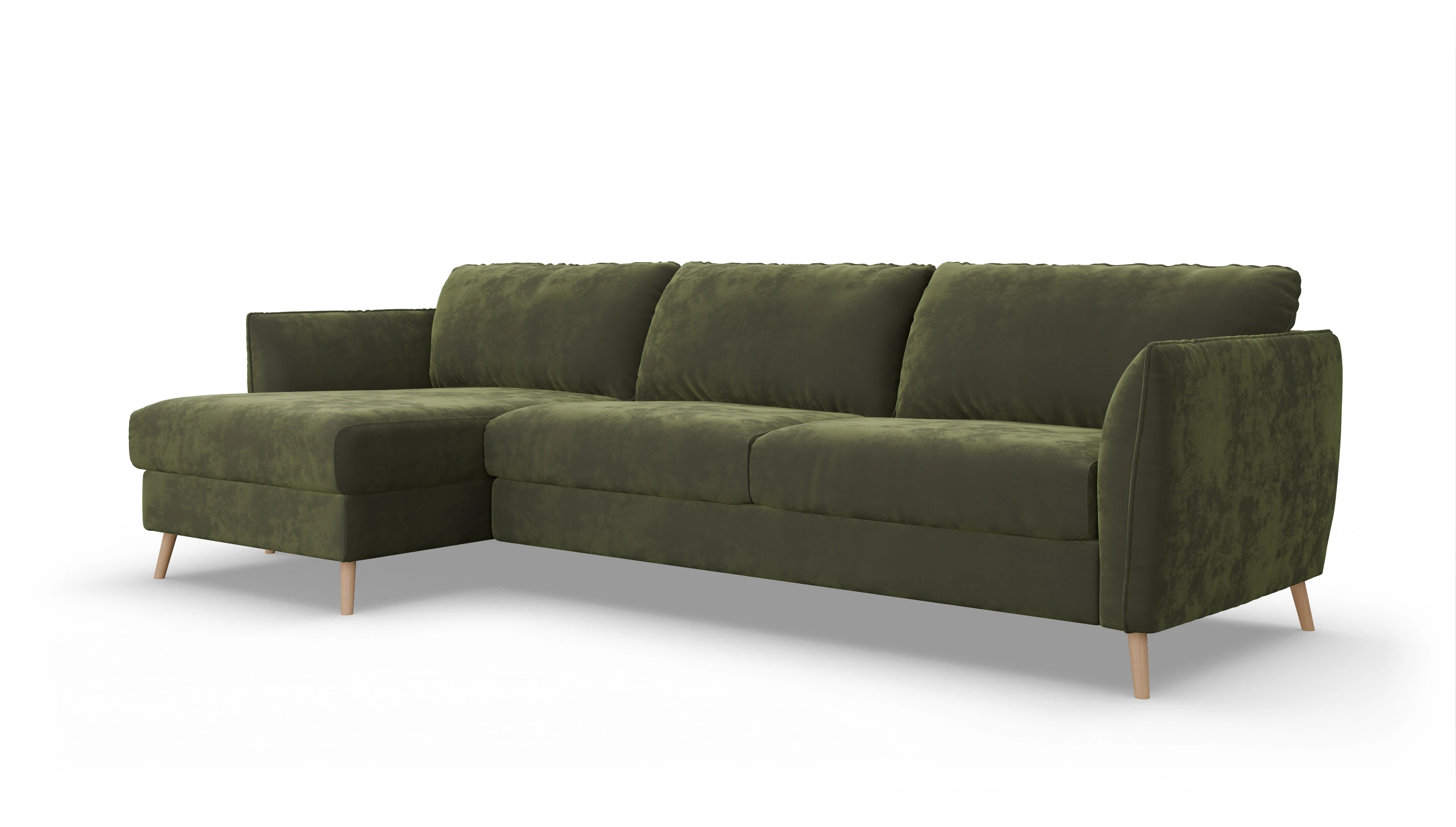 Schlafsofa Eriksen Ansicht des Produktes Eriksen Sofa mit Rec links in Samt grün