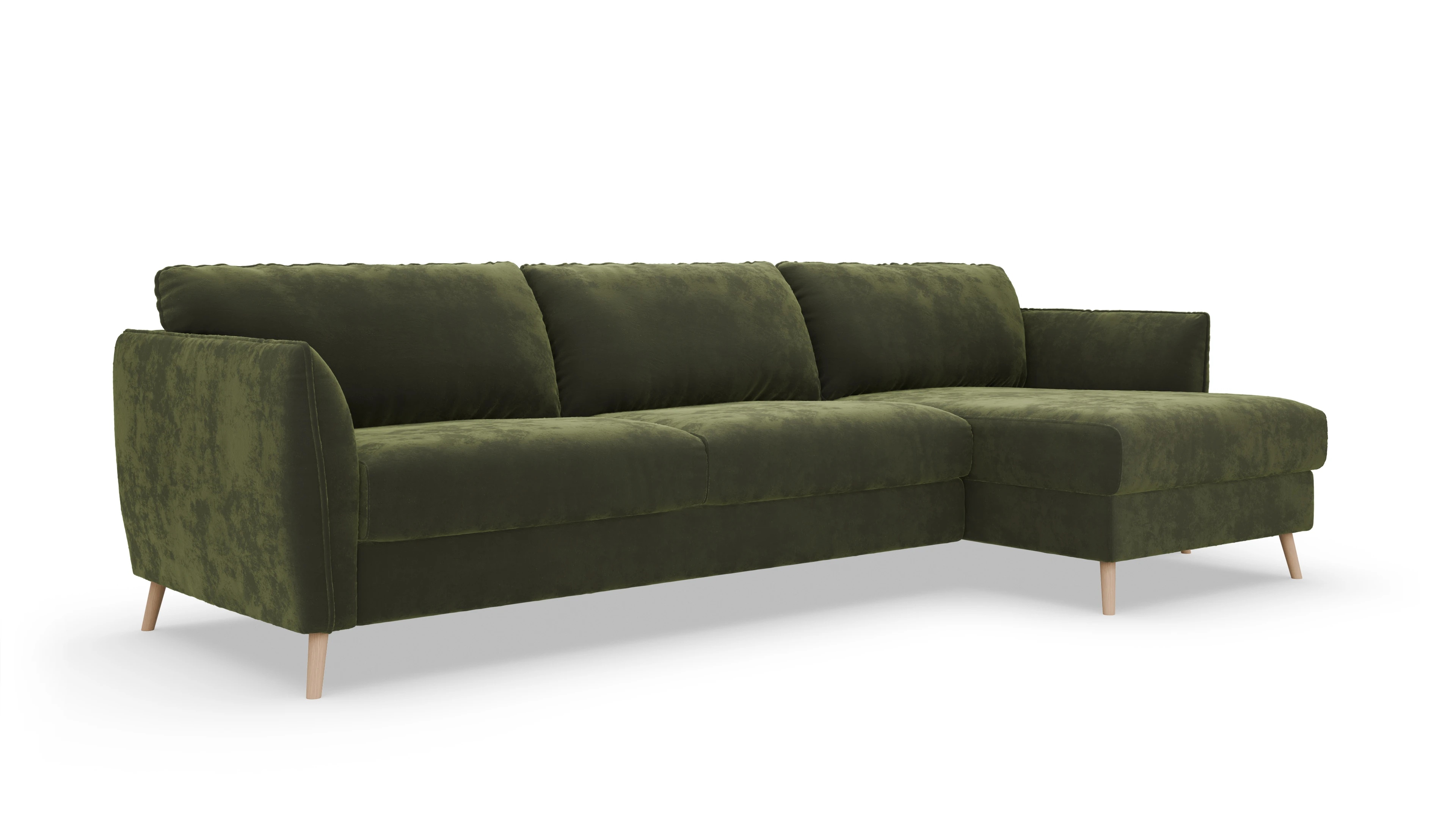 Ansicht des Produktes Eriksen Sofa mit Rec rechts in Samt grün