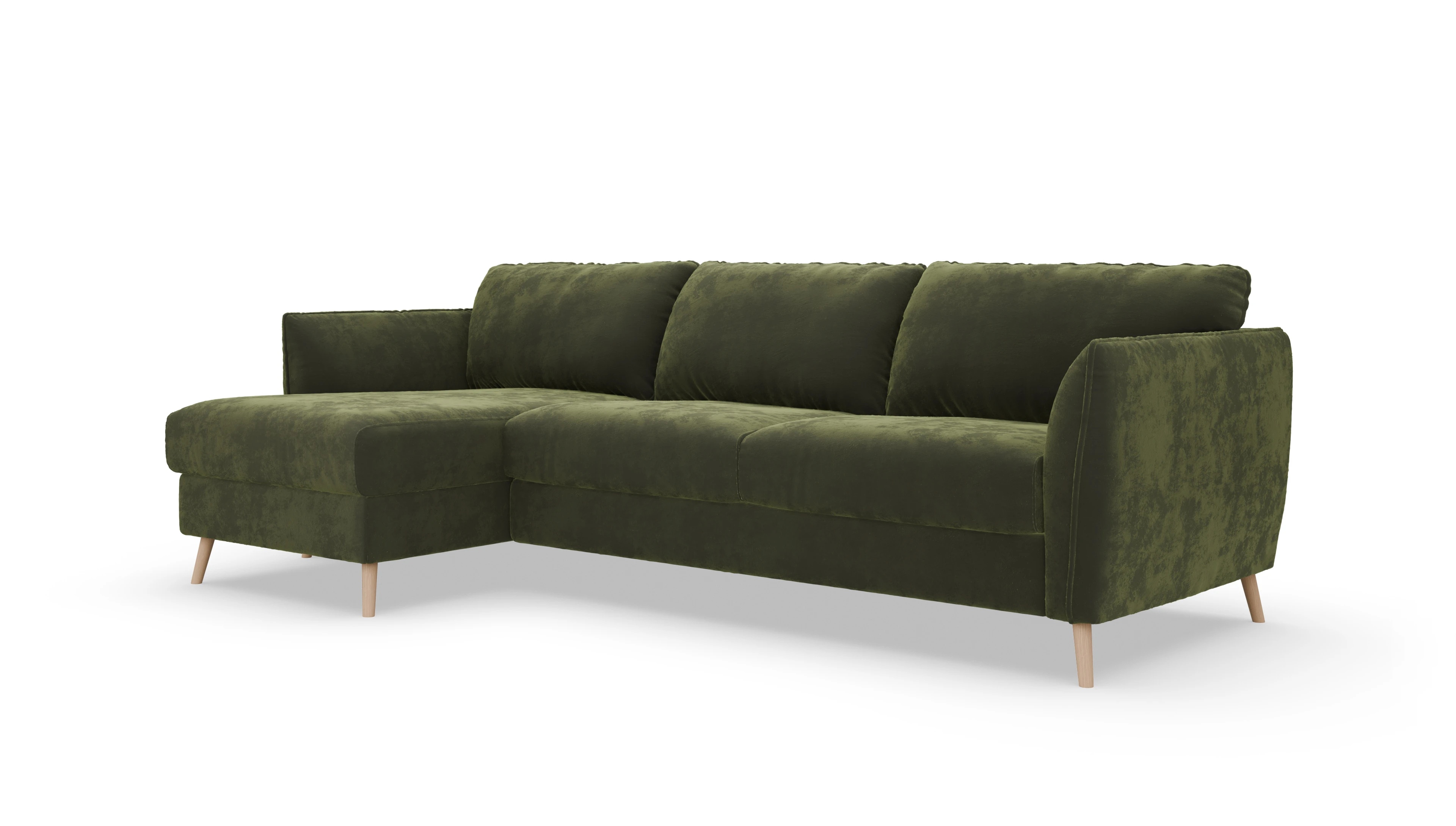 Schlafsofa Eriksen Ansicht des Produktes Eriksen Sofa mit Rec links in Samt grün