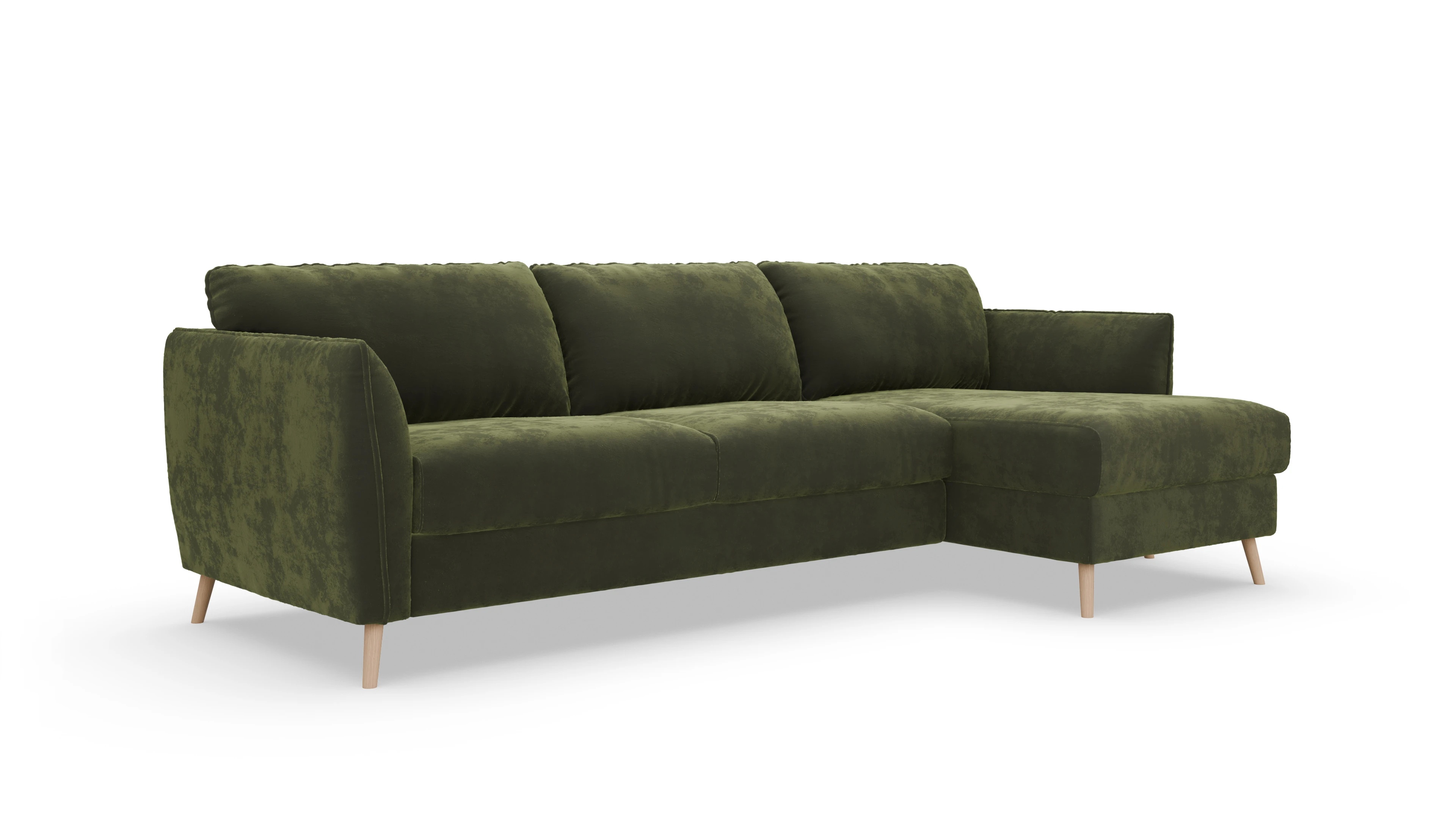 Ansicht des Produktes Eriksen Sofa mit Rec rechts in Samt grün