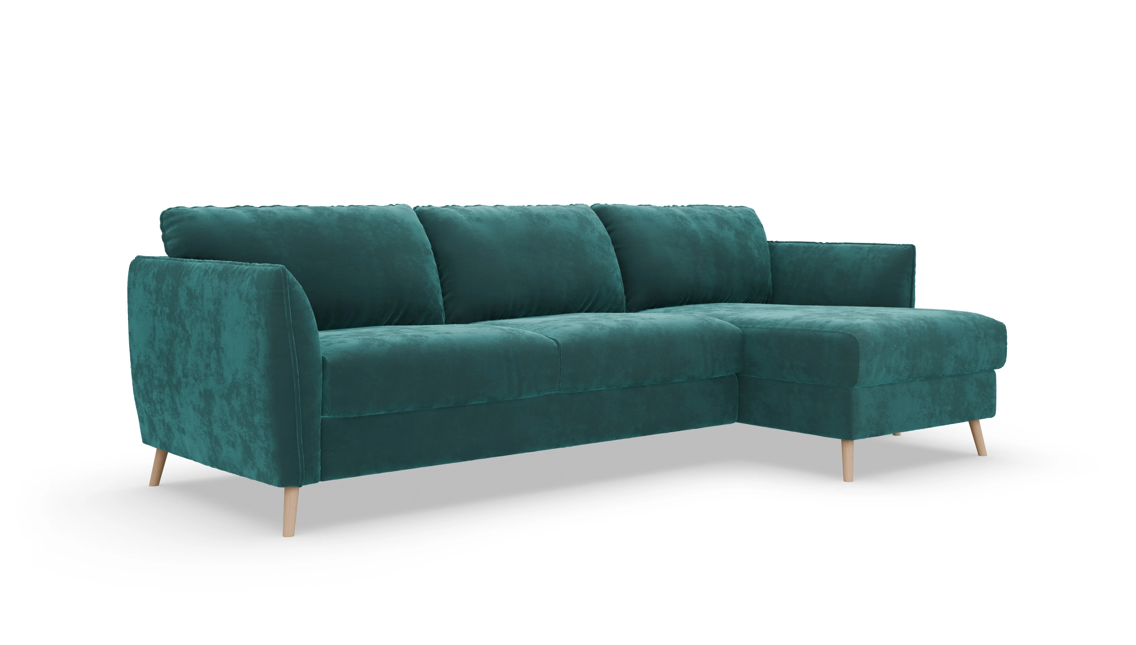 Ansicht des Produktes Eriksen Sofa mit Rec rechts in Samt grün