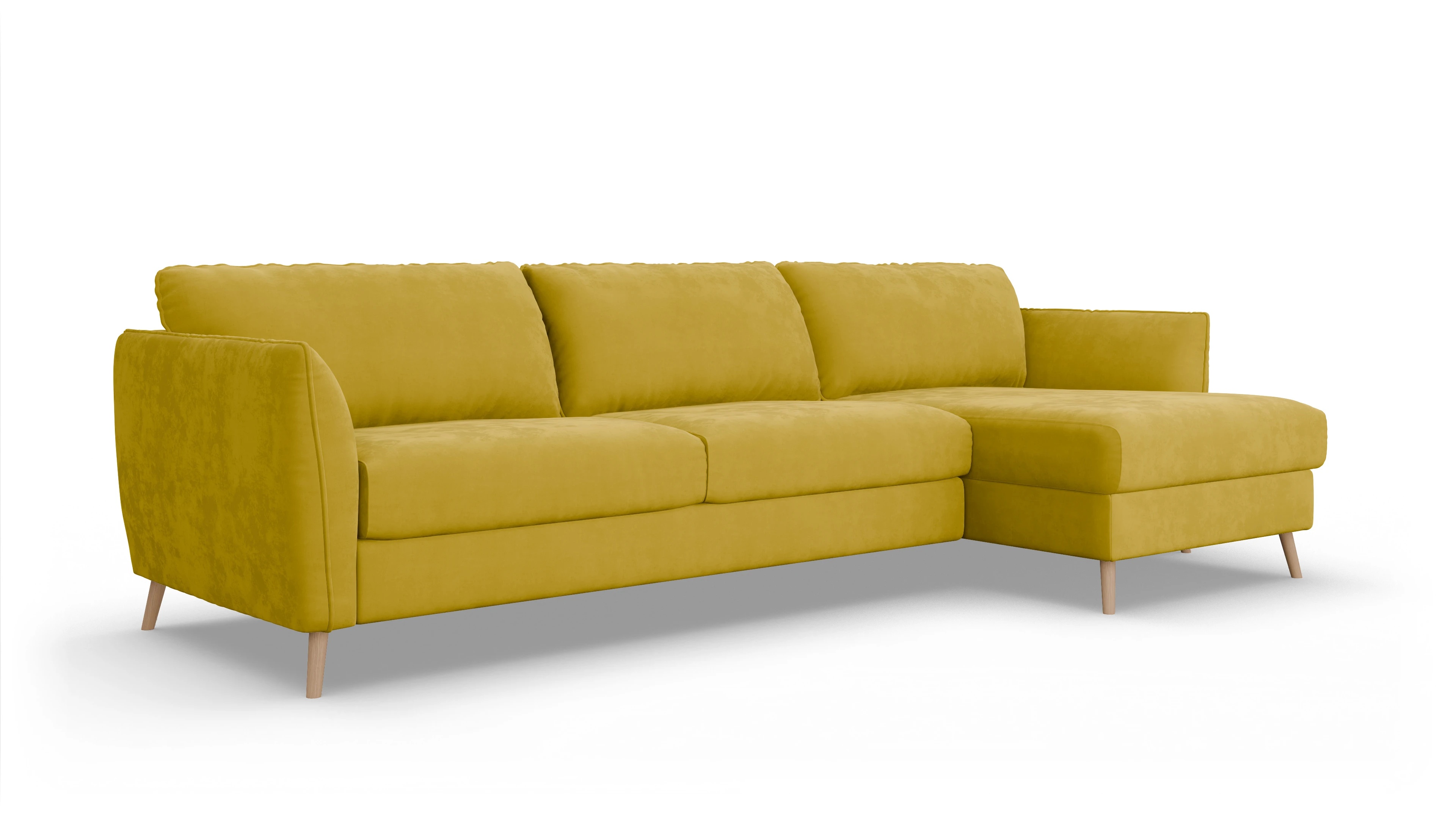 Ansicht des Produktes Eriksen Sofa mit Rec rechts in Samt gelb