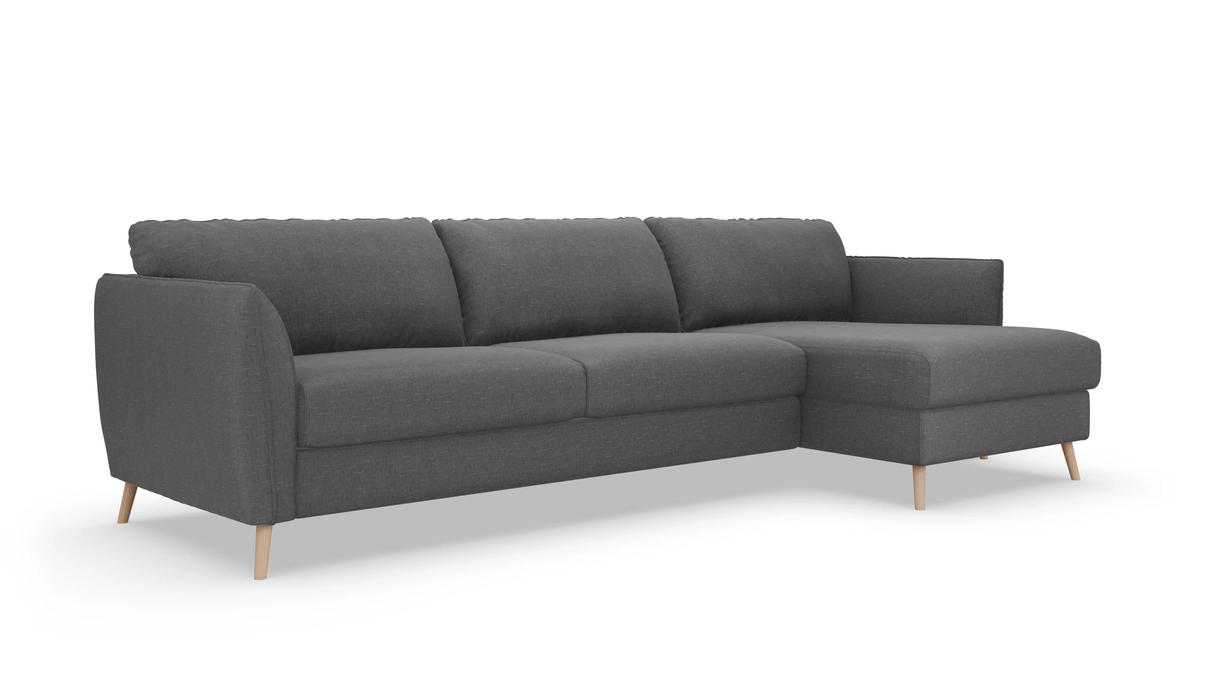 Schlafsofa Eriksen Ansicht des Produktes Eriksen Sofa mit Rec rechts in Stoff grau