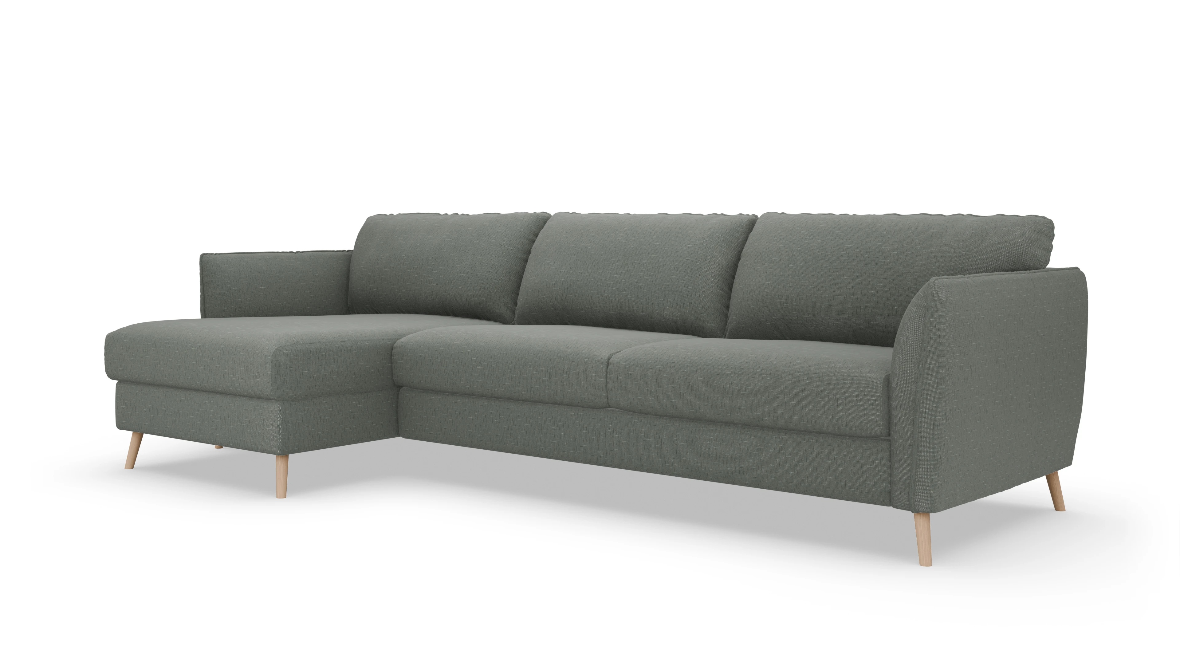Ansicht des Produktes Eriksen Sofa mit Rec links in Stoff grün