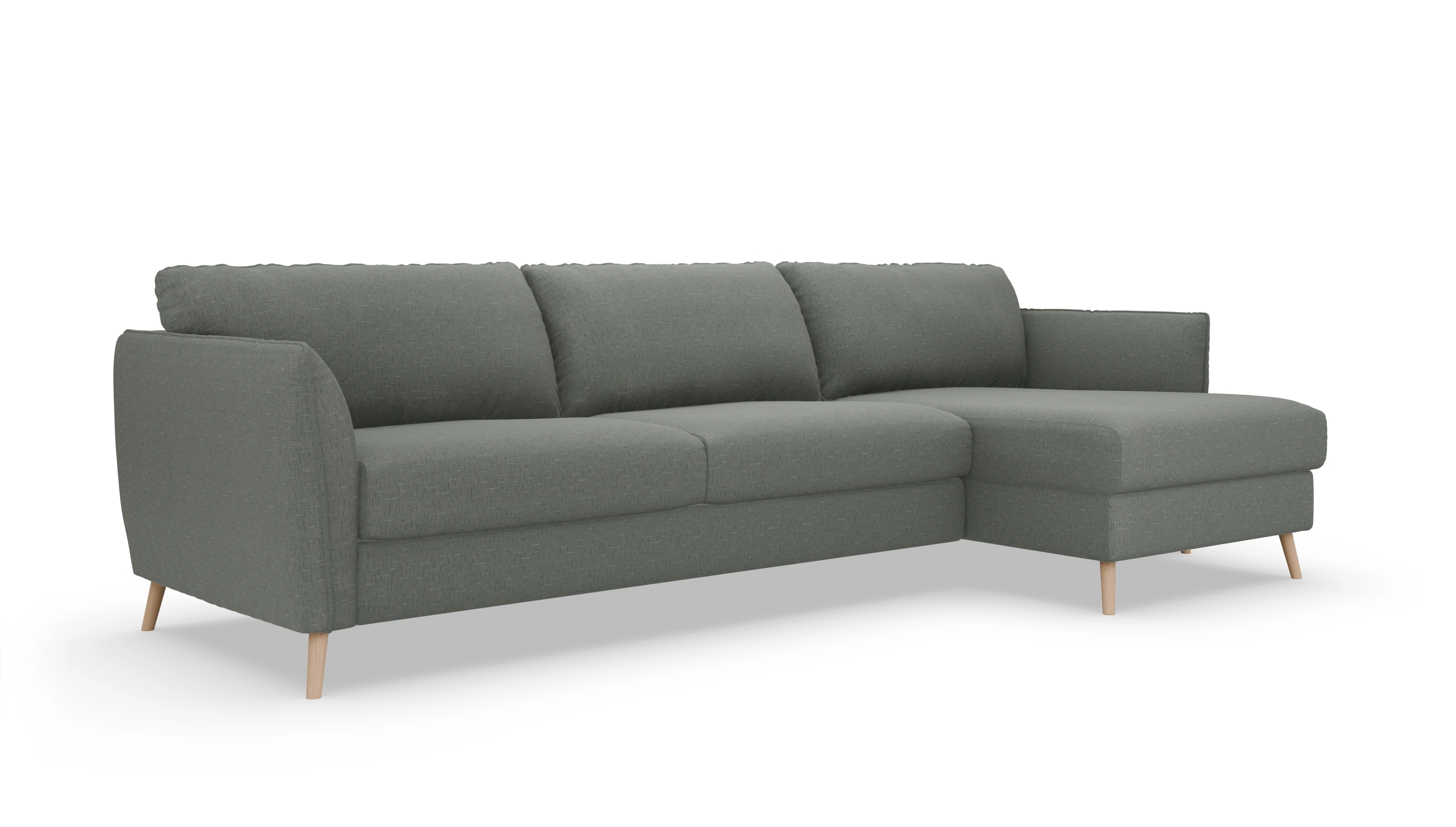 Ansicht des Produktes Eriksen Sofa mit Rec rechts in Stoff grün