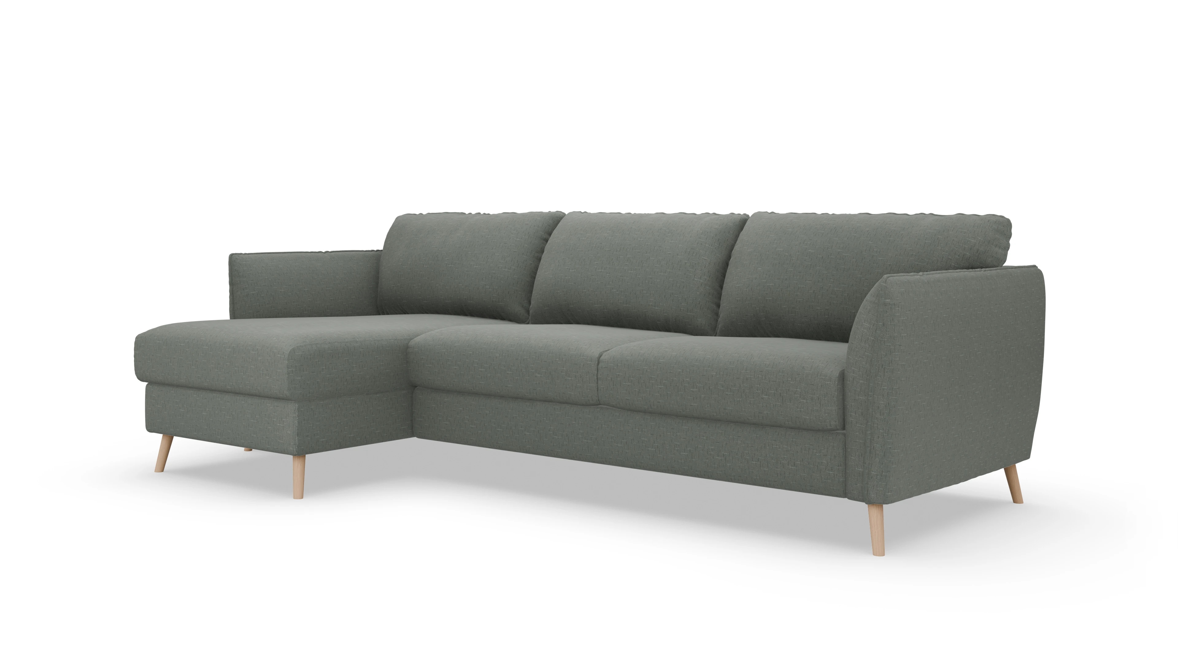 Ansicht des Produktes Eriksen Sofa mit Rec links in Stoff grün