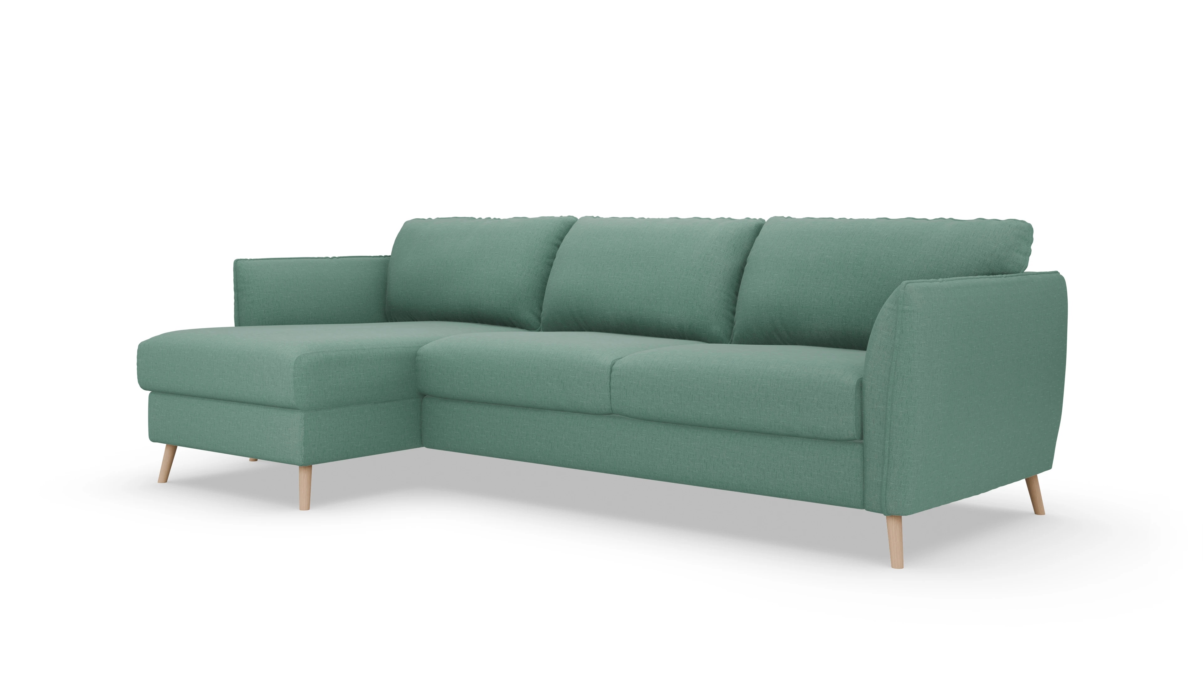 Ansicht des Produktes Eriksen Sofa mit Rec links in Stoff blau