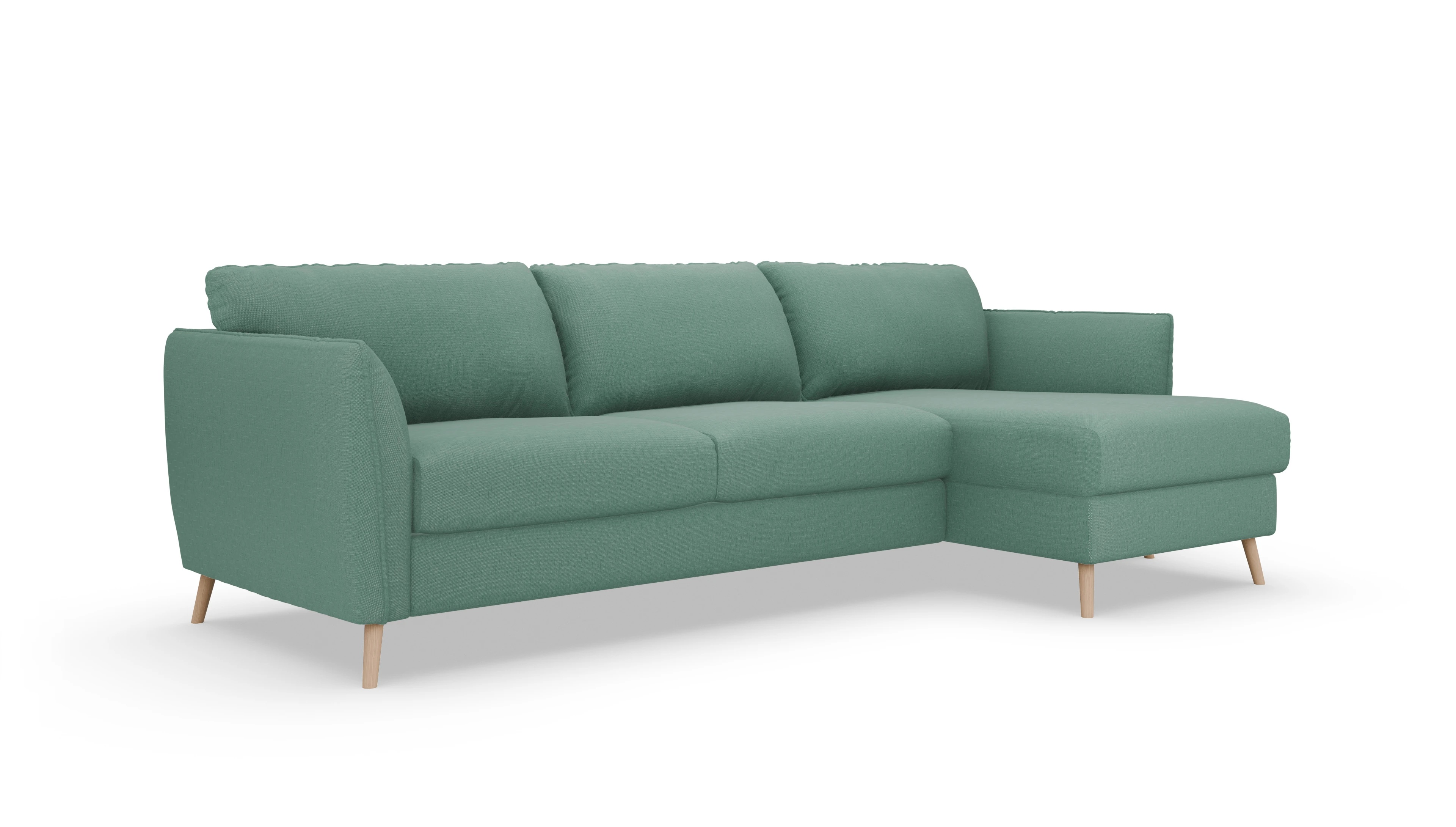 Ansicht des Produktes Eriksen Sofa mit Rec rechts in Stoff blau