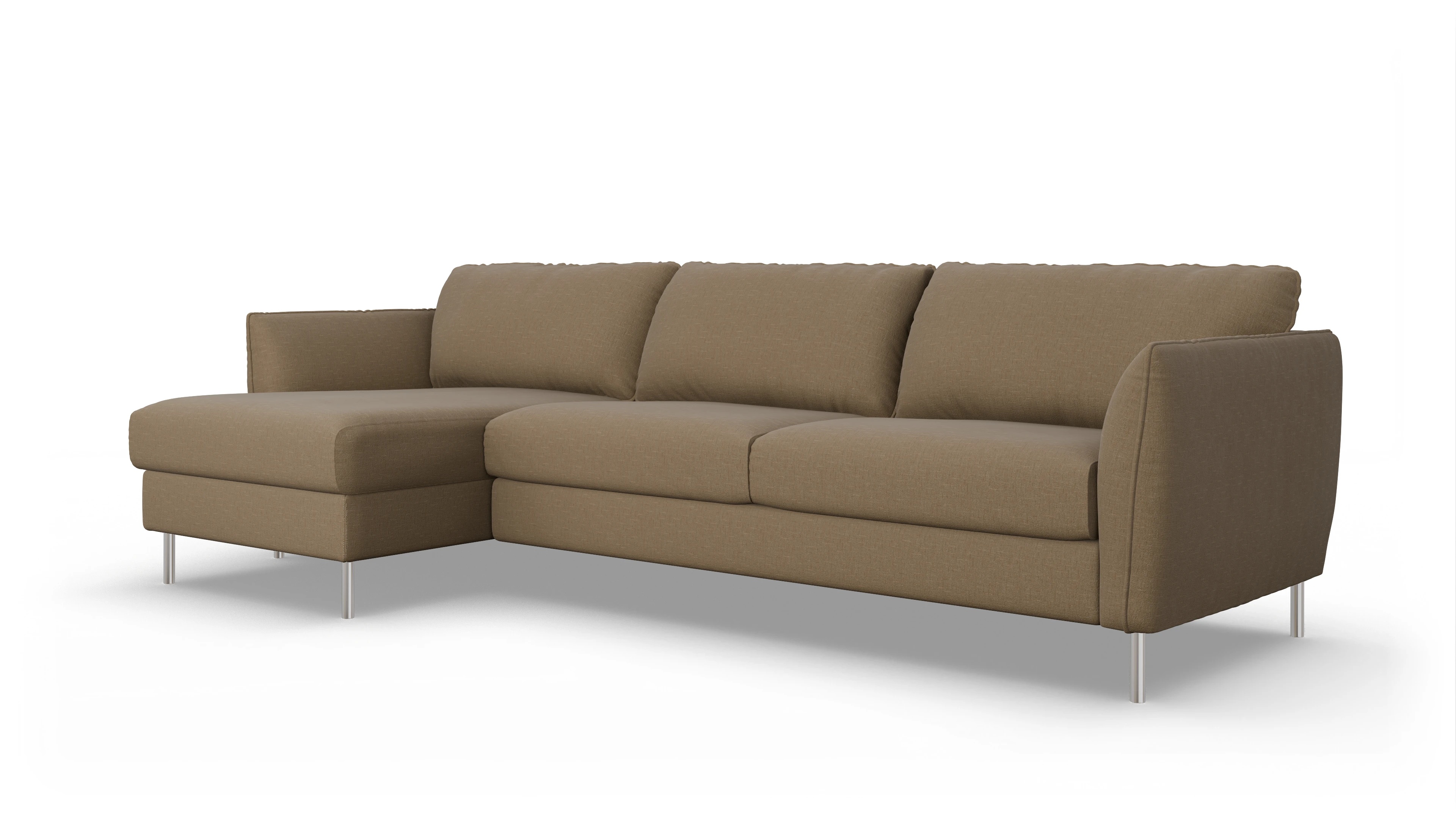 Schlafsofa Eriksen Ansicht des Produktes Eriksen Sofa mit Rec links in Stoff braun