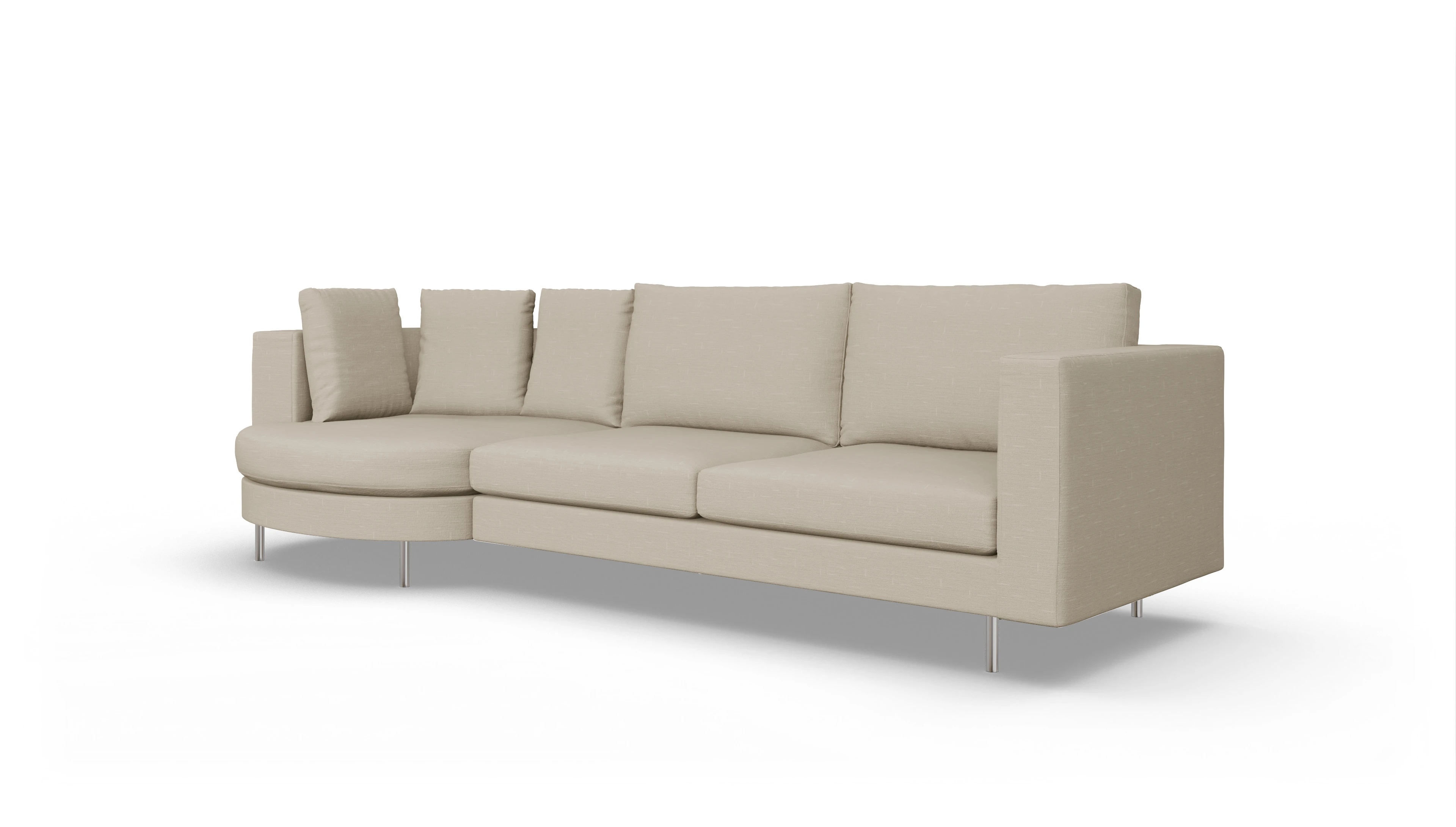 Design-Sofa Silea Ansicht des Produktes Silea Sofa mit Rec rechts in Stoff beige