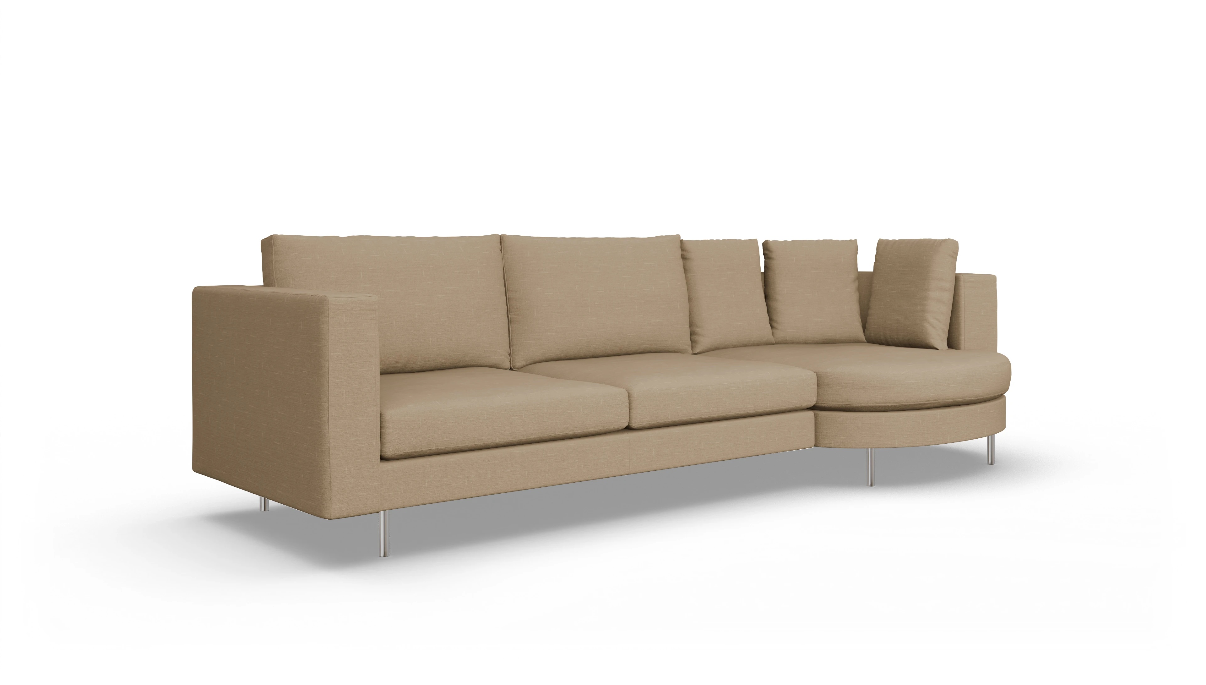 Ansicht des Produktes Silea Sofa mit Rec rechts in Stoff braun