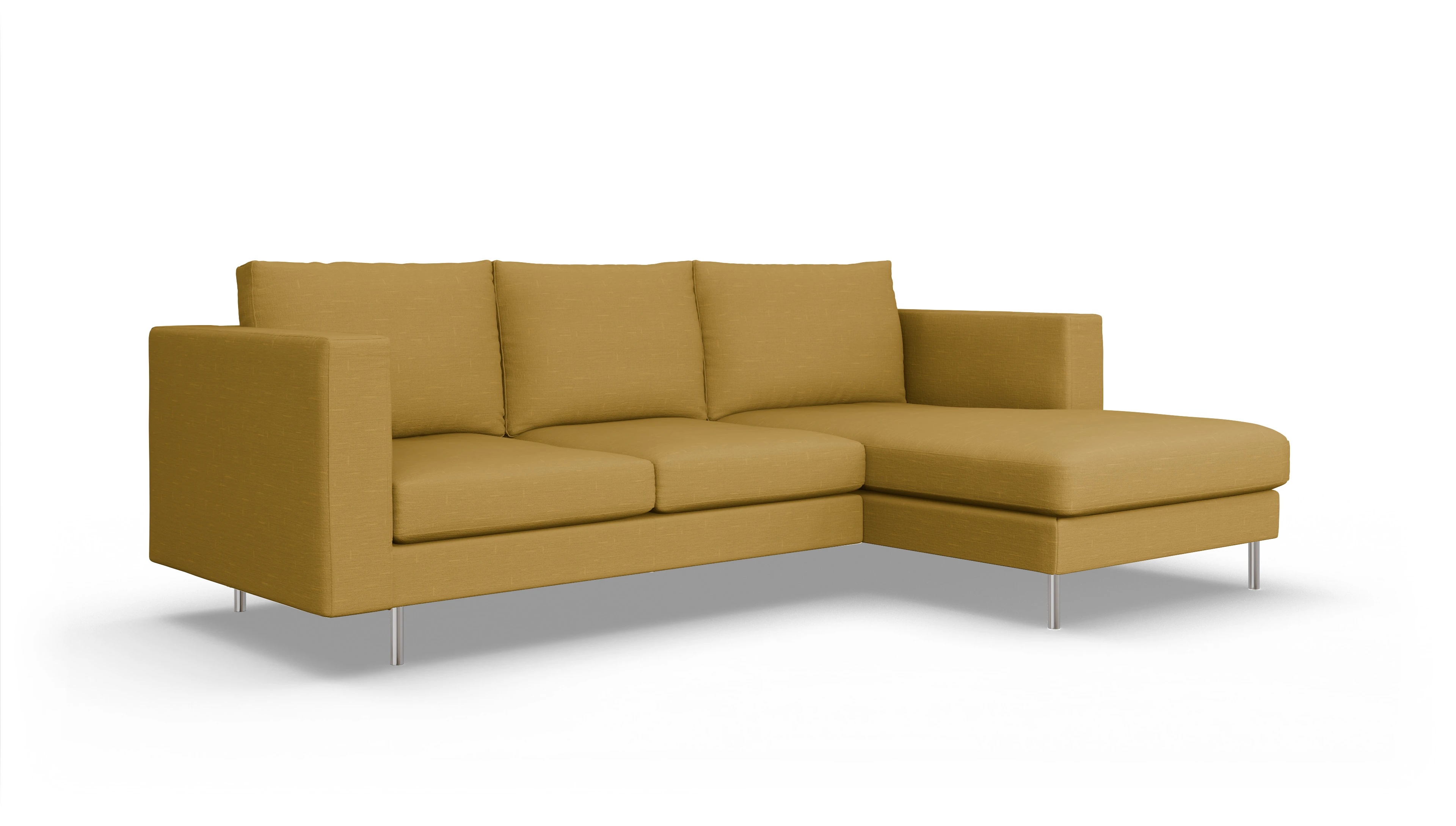 Design-Sofa Silea Ansicht des Produktes Silea Sofa mit Rec rechts in Stoff gelb