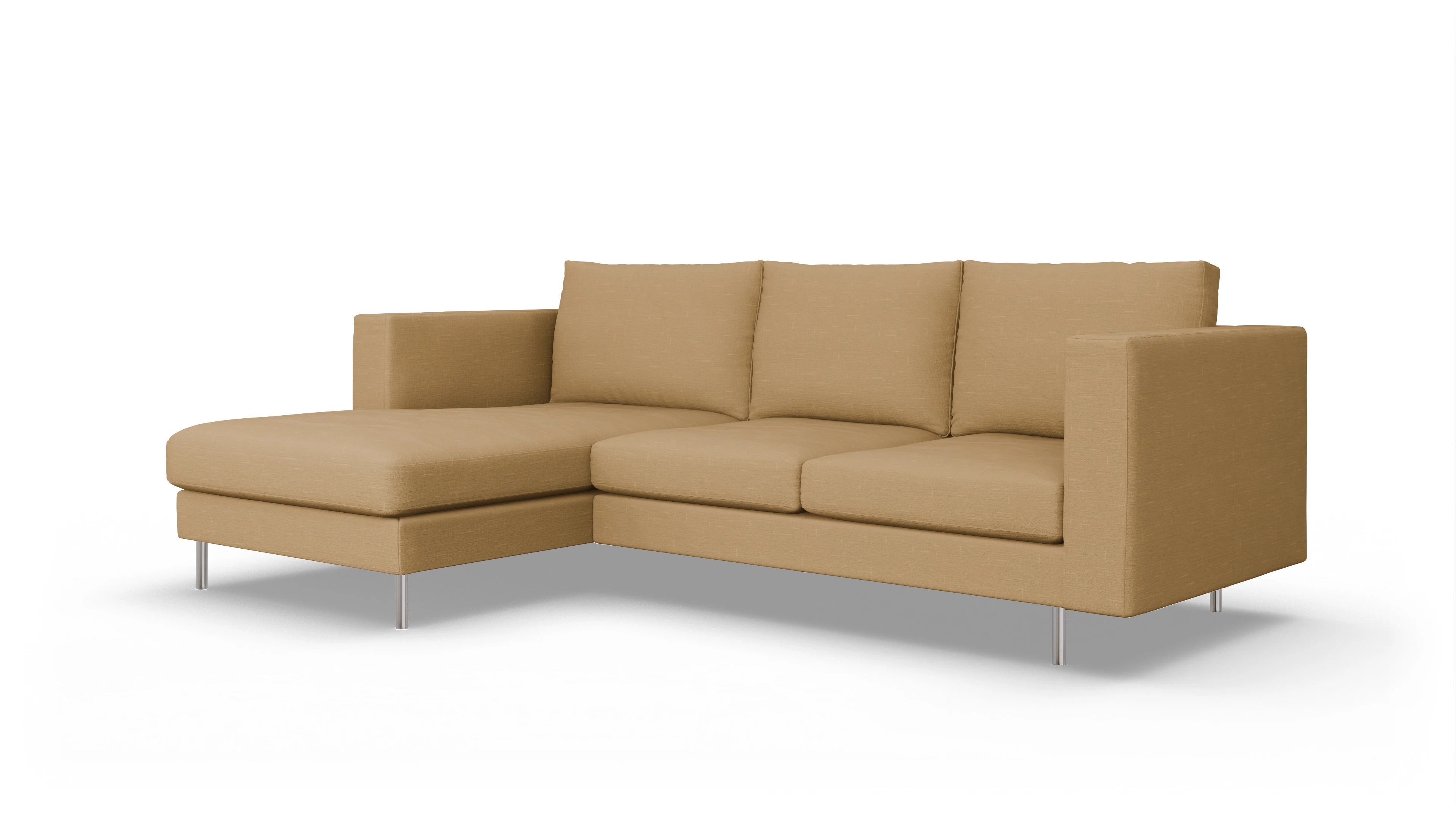 Design-Sofa Silea Ansicht des Produktes Silea Sofa mit Rec links in Stoff gelb
