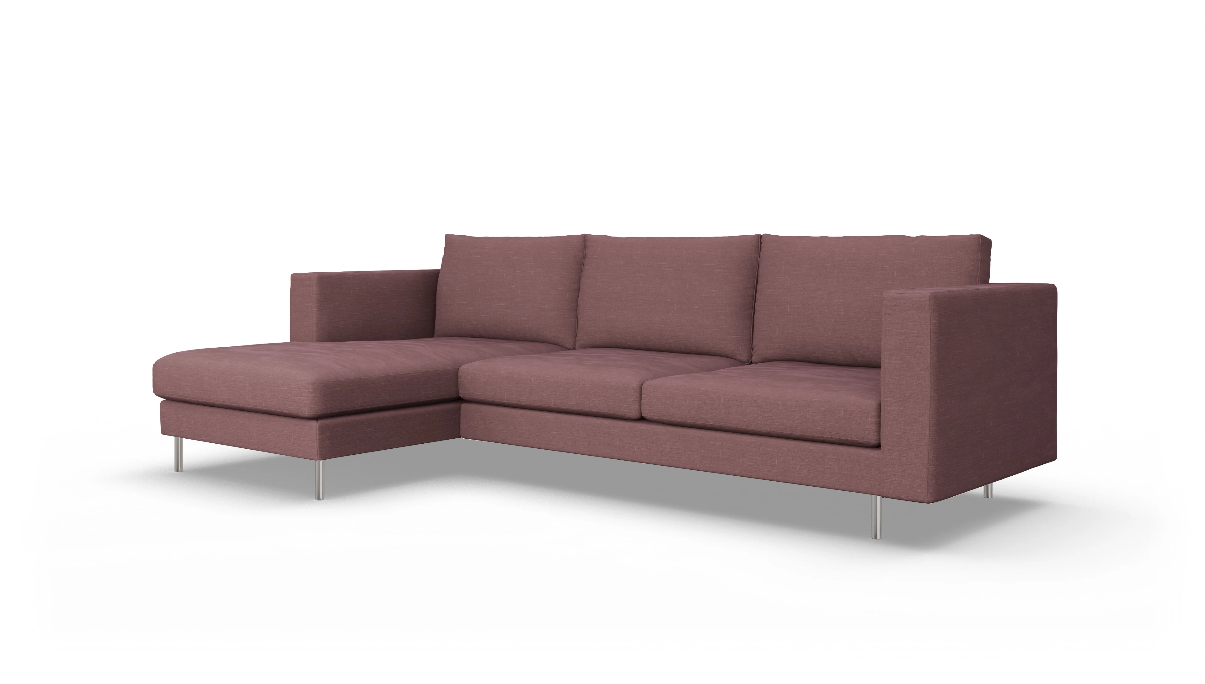 Design-Sofa Silea Ansicht des Produktes Silea Sofa mit Rec links in Stoff rot