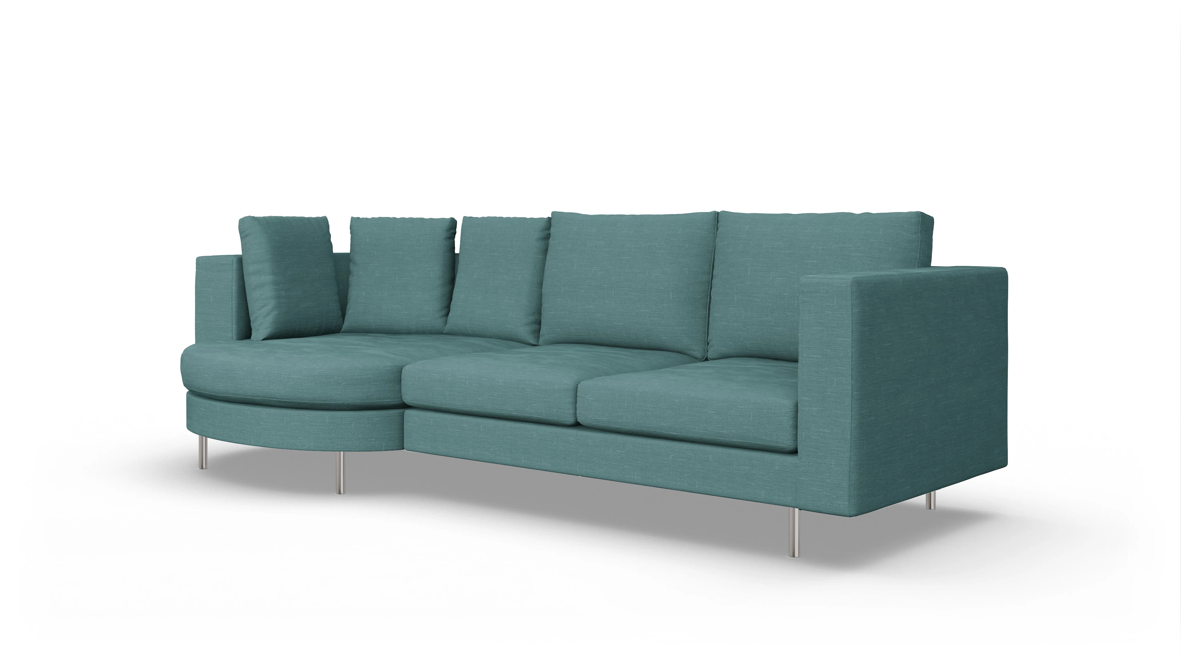 Ansicht des Produktes Silea Sofa mit Rec links in Stoff grün