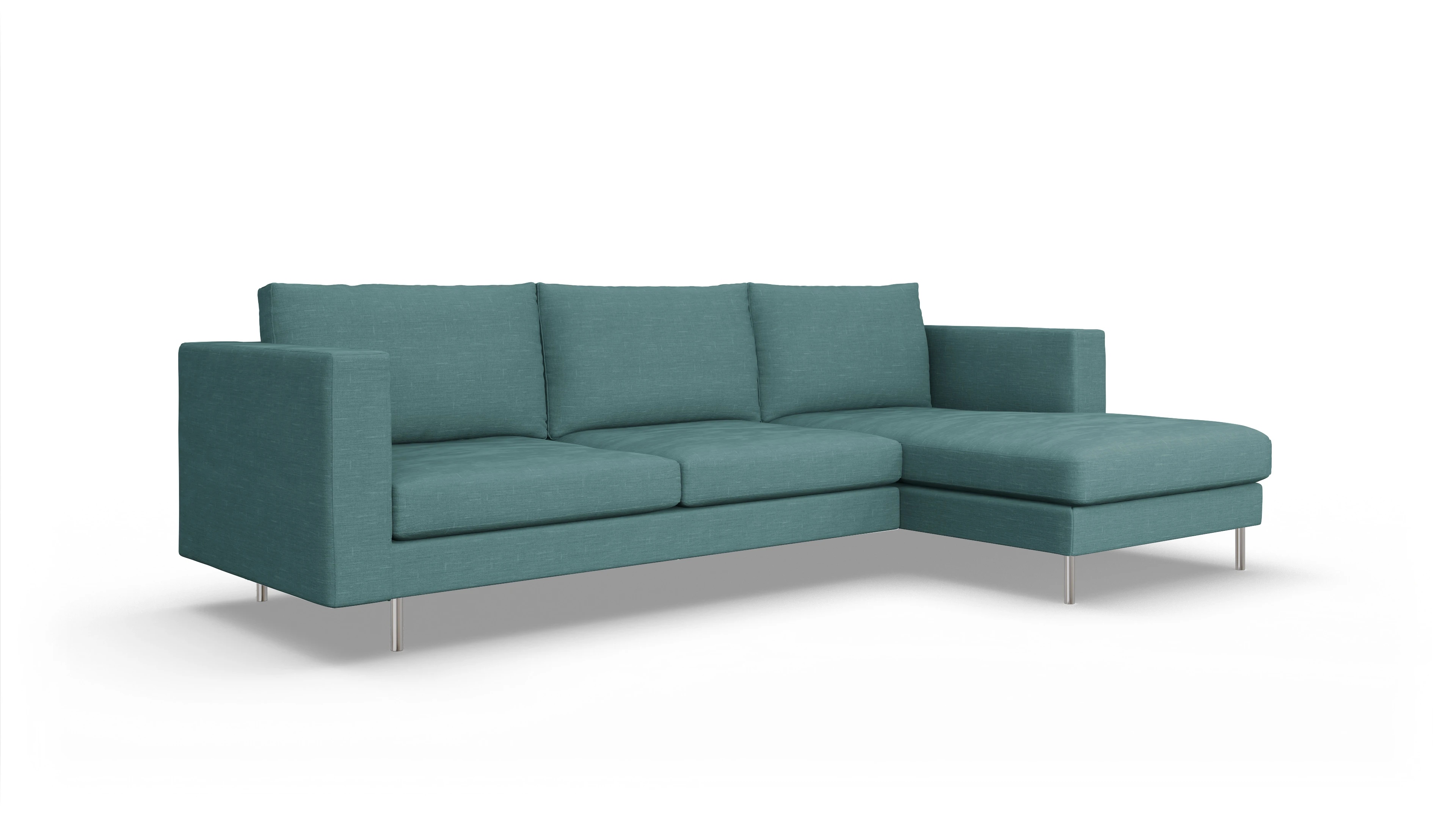 Design-Sofa Silea Ansicht des Produktes Silea Sofa mit Rec rechts in Stoff grün