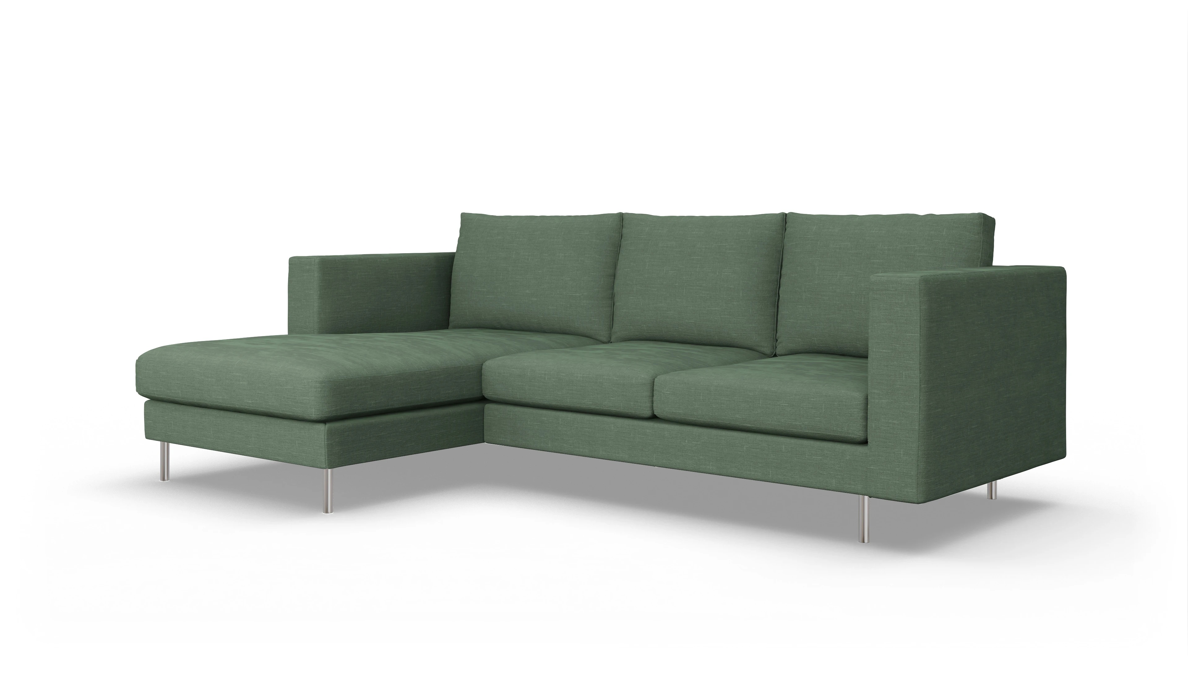 Ansicht des Produktes Silea Sofa mit Rec links in Stoff grün