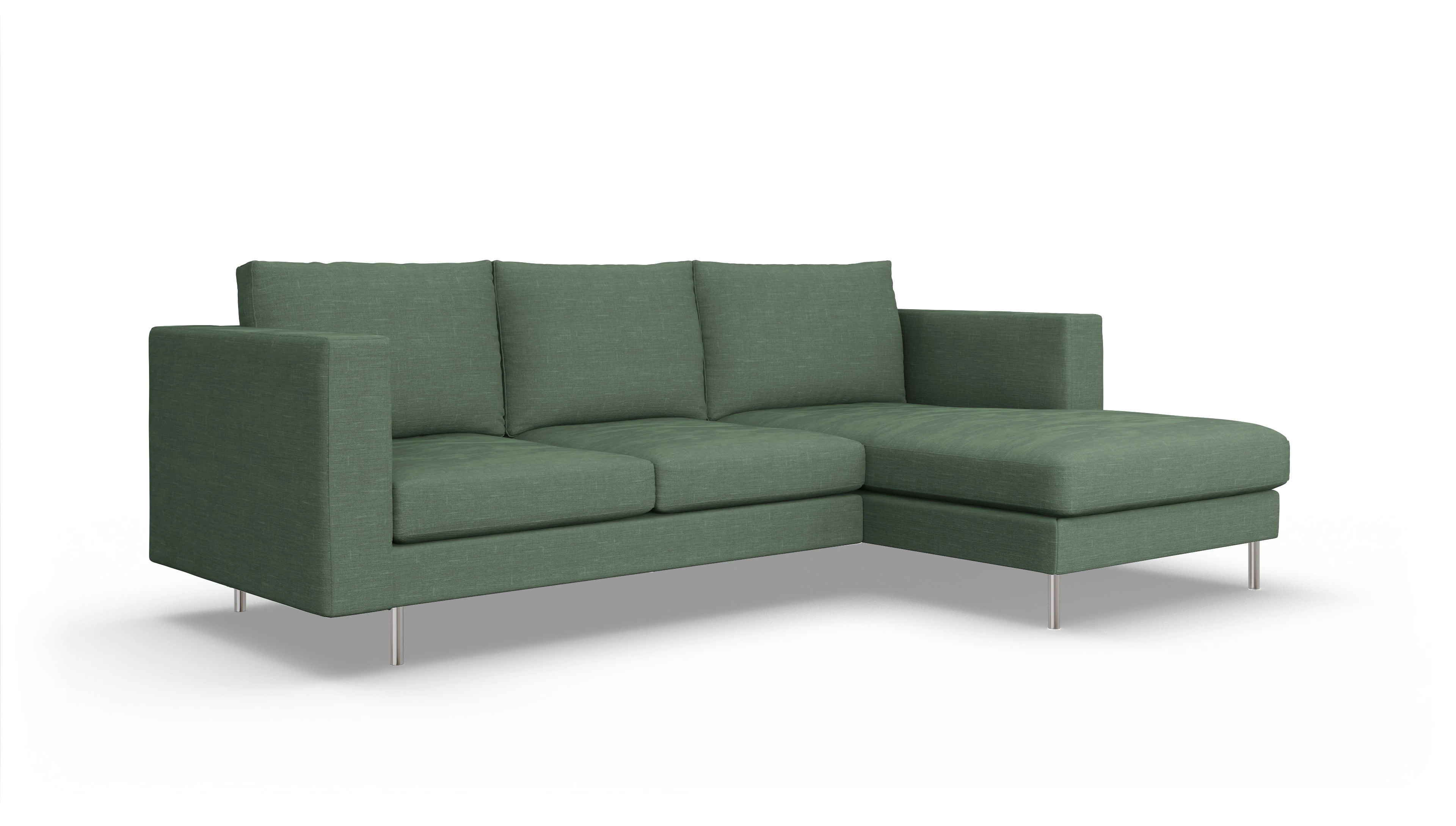 Ansicht des Produktes Silea Sofa mit Rec rechts in Stoff grün