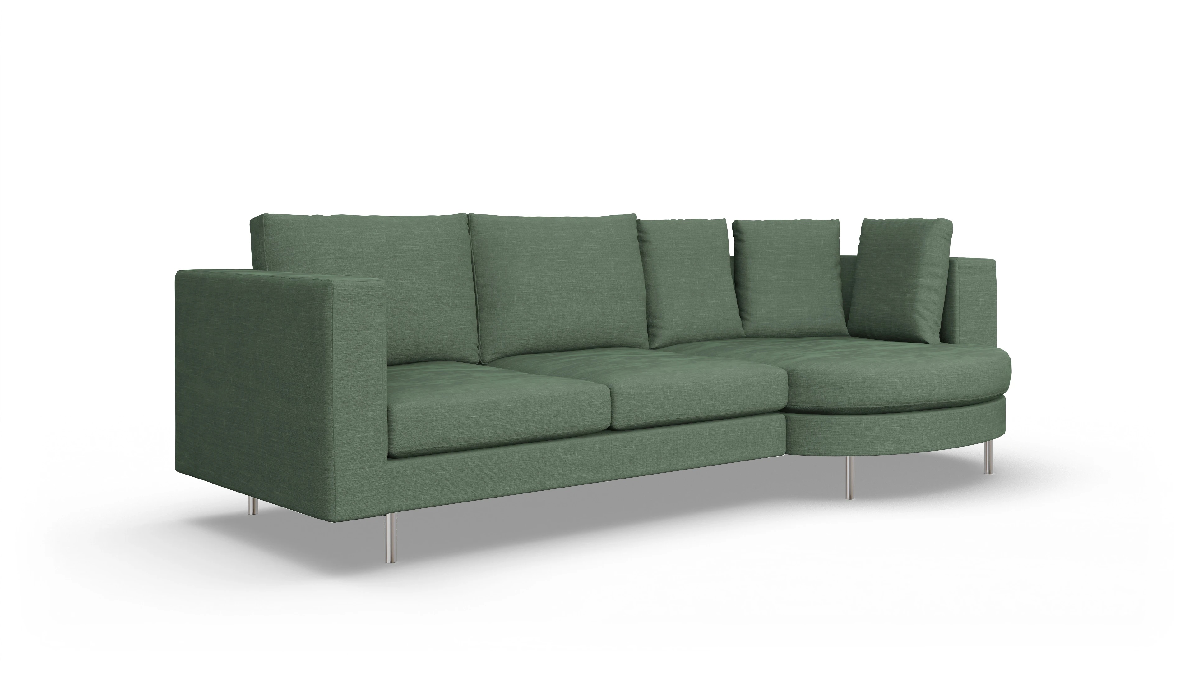 Ansicht des Produktes Silea Sofa mit Rec rechts in Stoff grün