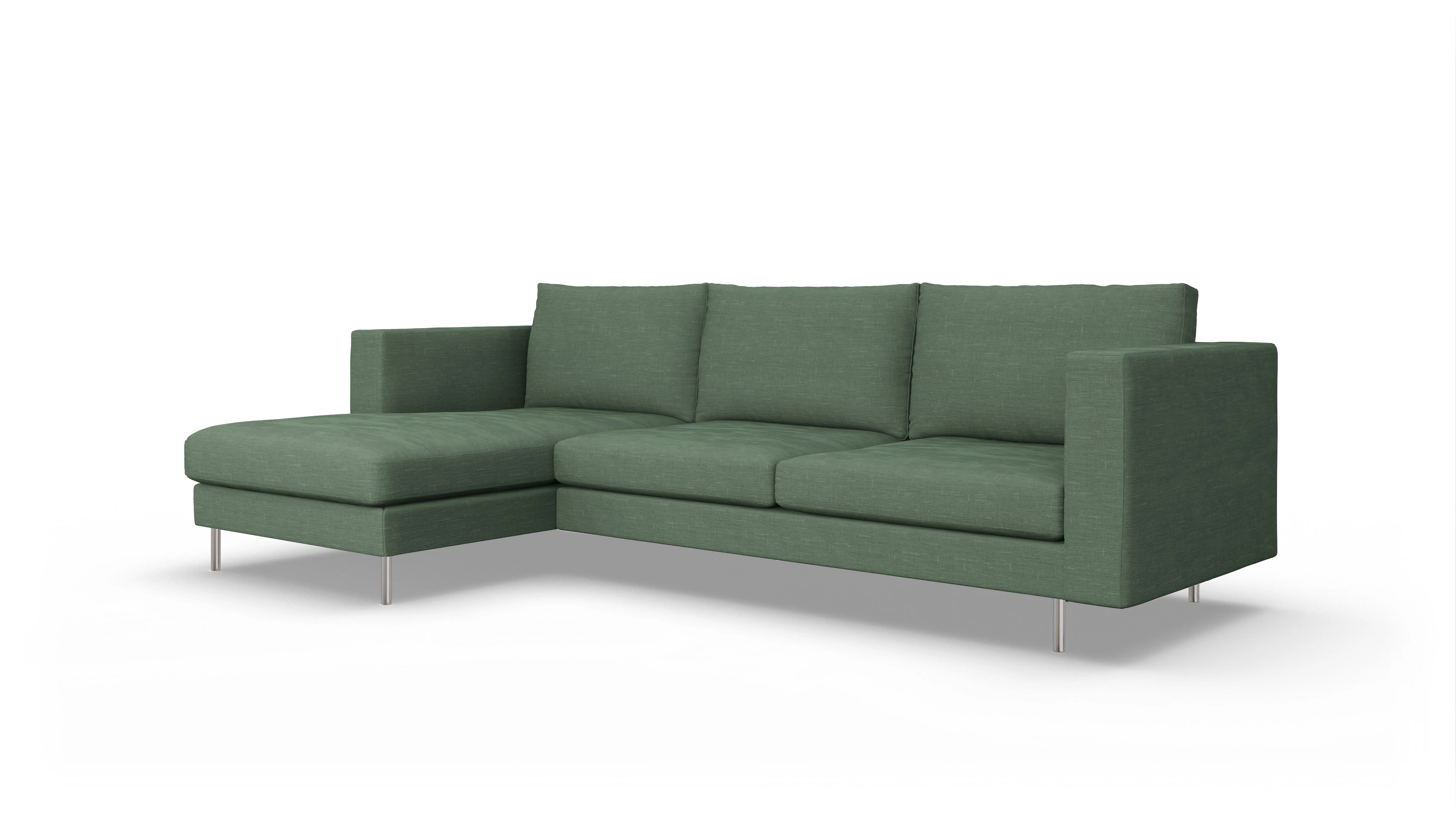 Ansicht des Produktes Silea Sofa mit Rec links in Stoff grün