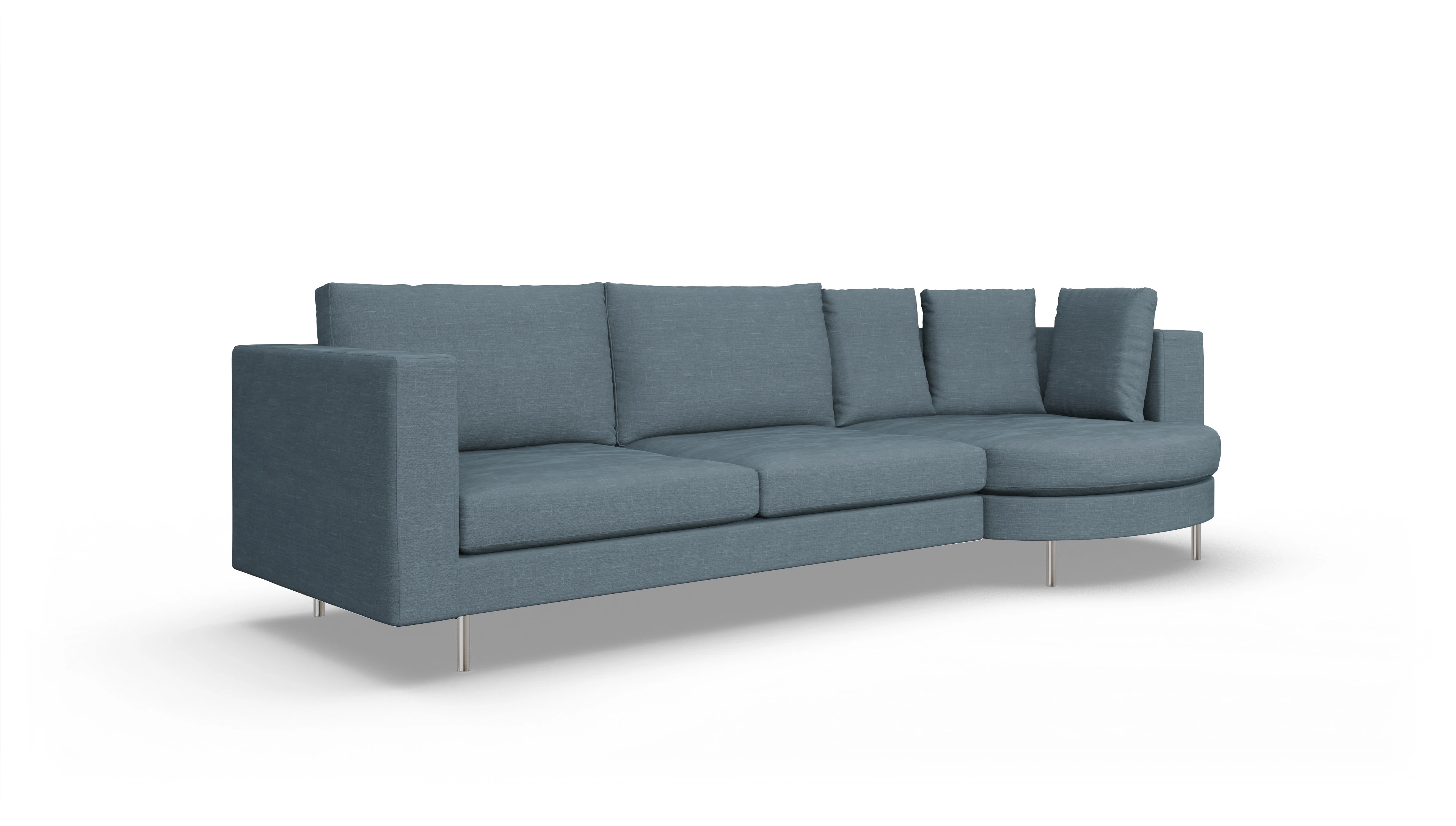 Ansicht des Produktes Silea Sofa mit Rec rechts in Stoff blau