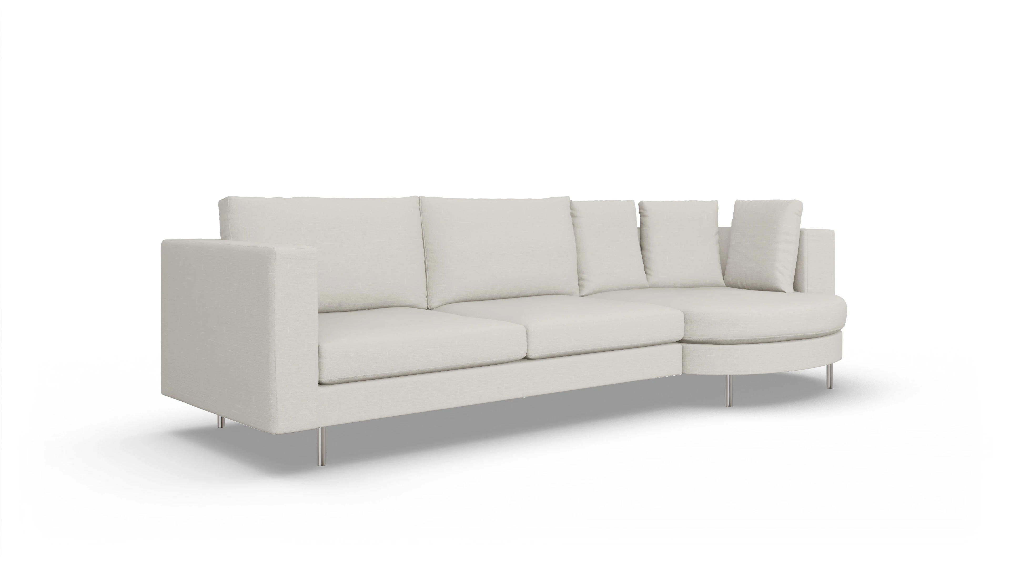 Design-Sofa Silea Ansicht des Produktes Silea Sofa mit Rec rechts in Stoff weiß