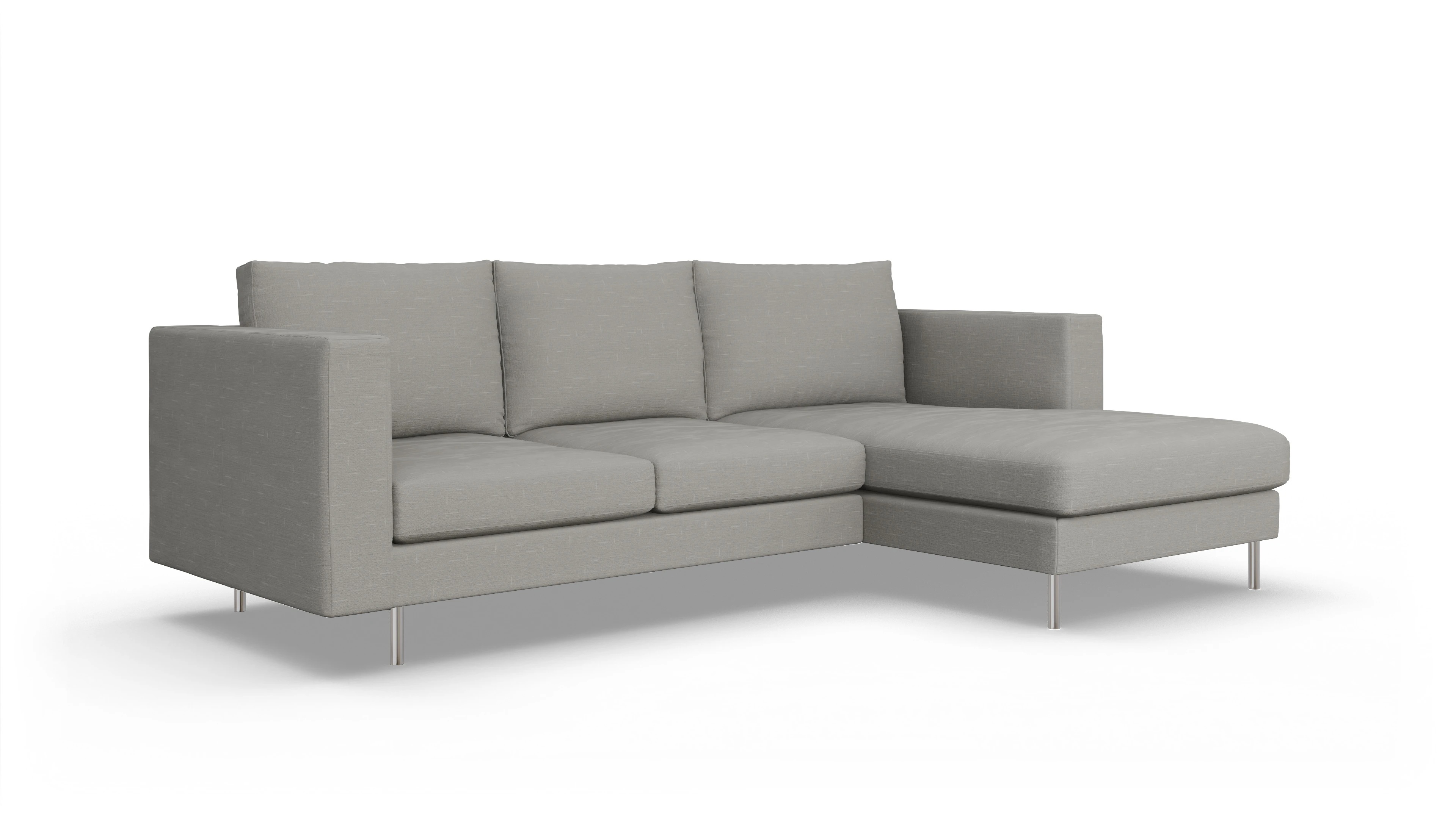 Design-Sofa Silea Ansicht des Produktes Silea Sofa mit Rec rechts in Stoff grau