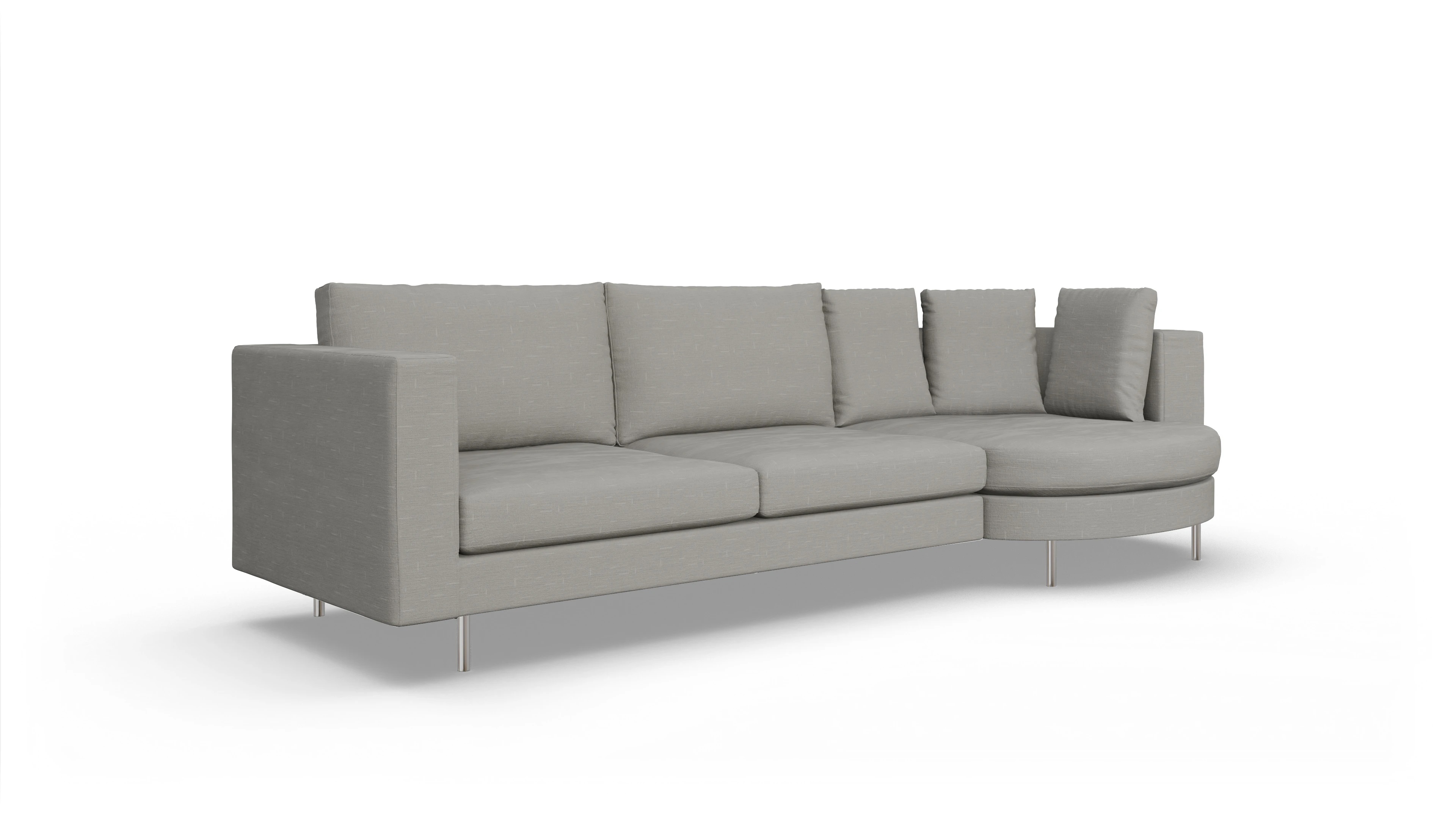 Ansicht des Produktes Silea Sofa mit Rec rechts in Stoff grau