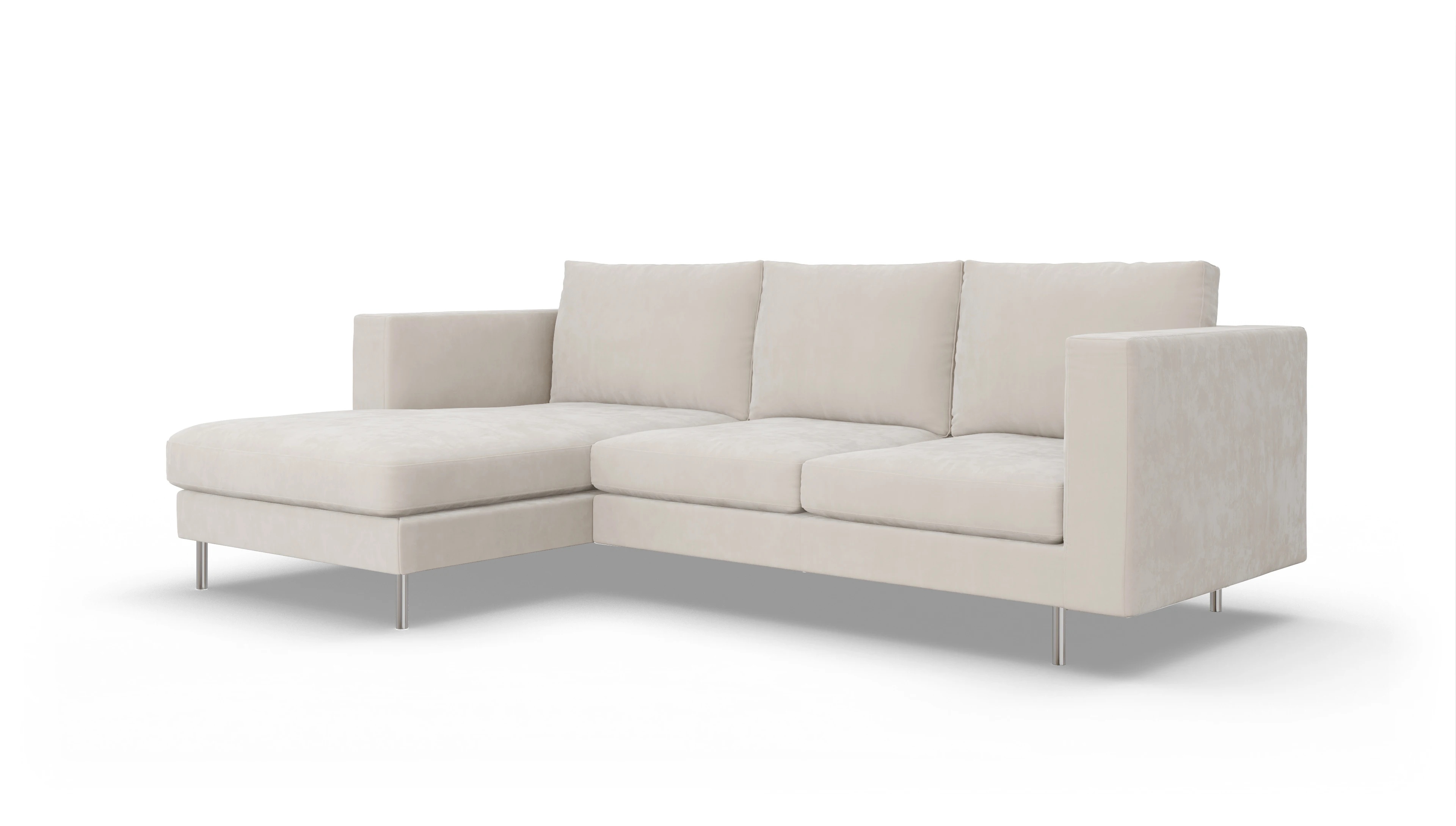 Design-Sofa Silea Ansicht des Produktes Silea Sofa mit Rec links in Samt weiß
