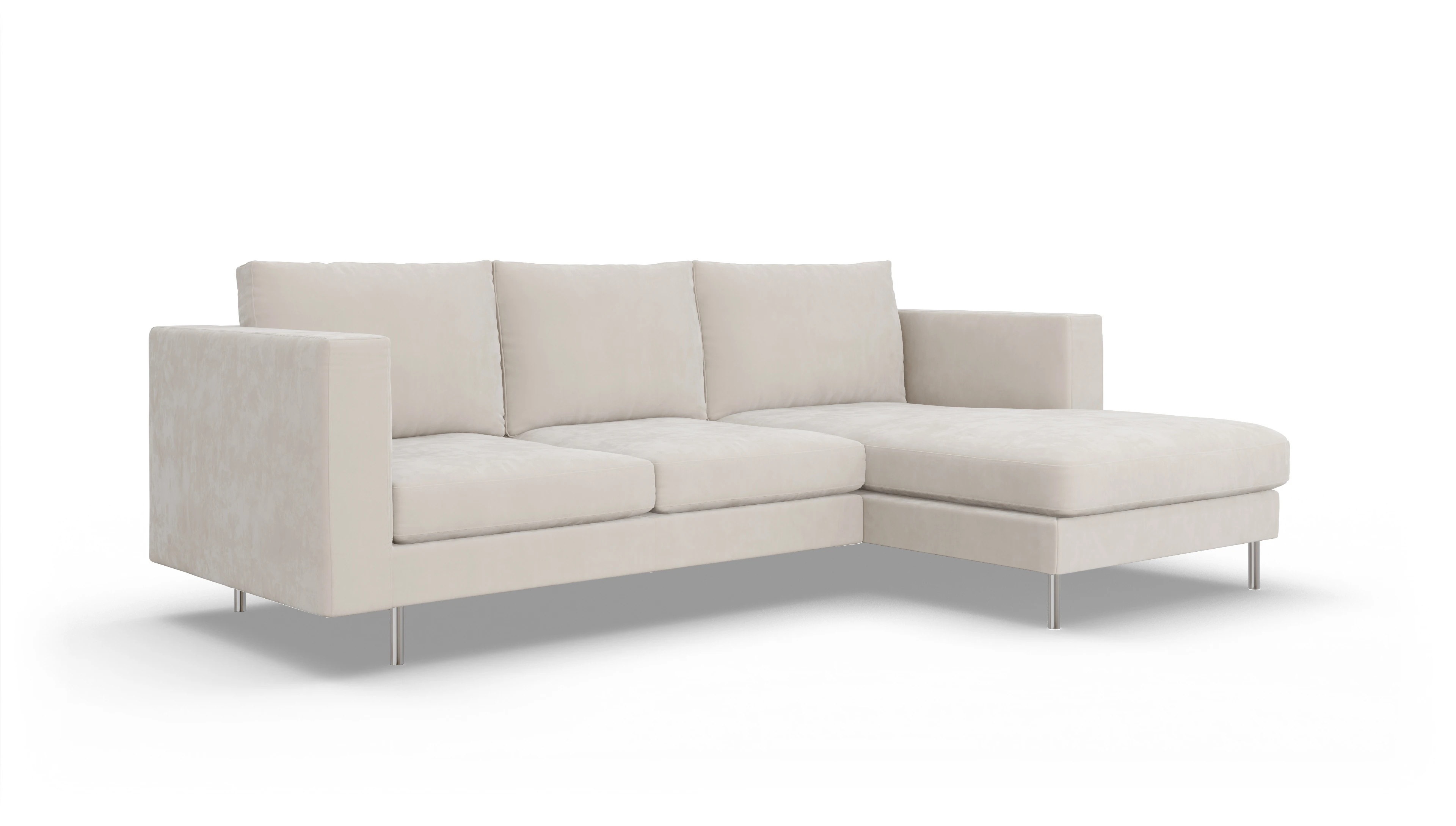 Design-Sofa Silea Ansicht des Produktes Silea Sofa mit Rec rechts in Samt weiß
