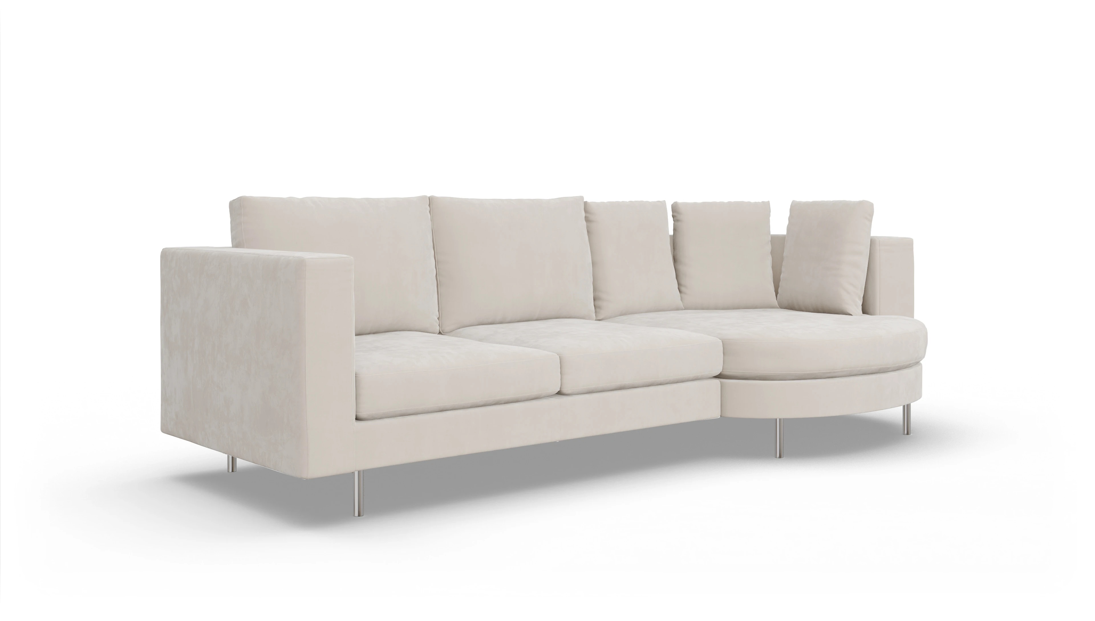 Ansicht des Produktes Silea Sofa mit Rec rechts in Samt weiß