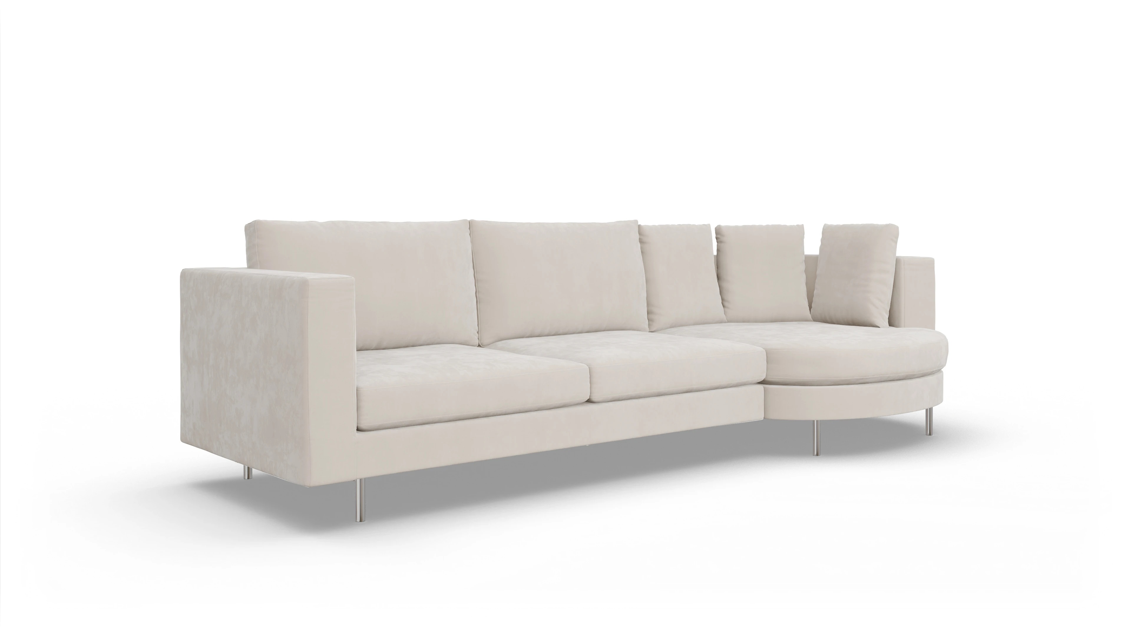 Design-Sofa Silea Ansicht des Produktes Silea Sofa mit Rec rechts in Samt weiß
