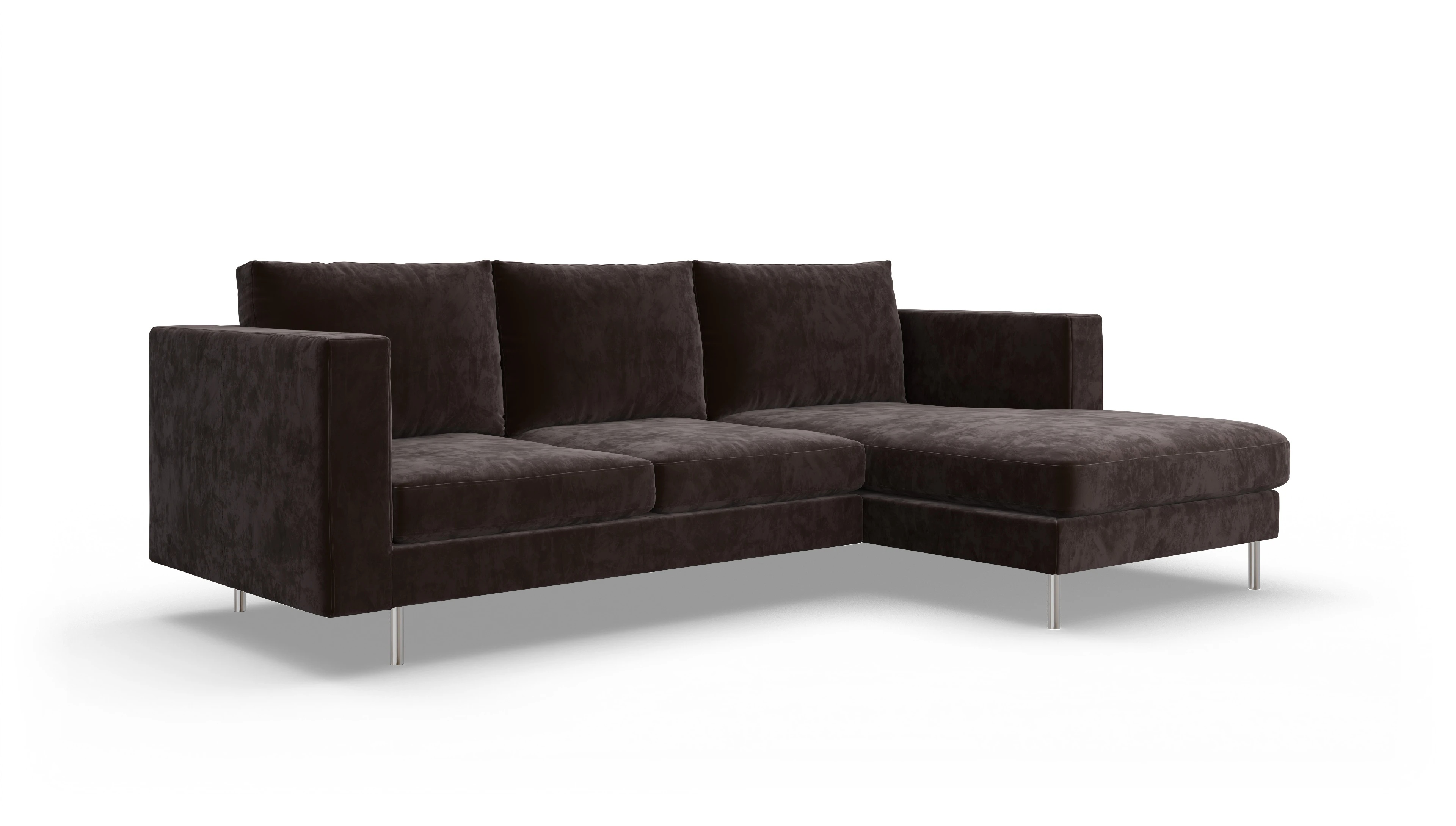 Design-Sofa Silea Ansicht des Produktes Silea Sofa mit Rec rechts in Samt braun